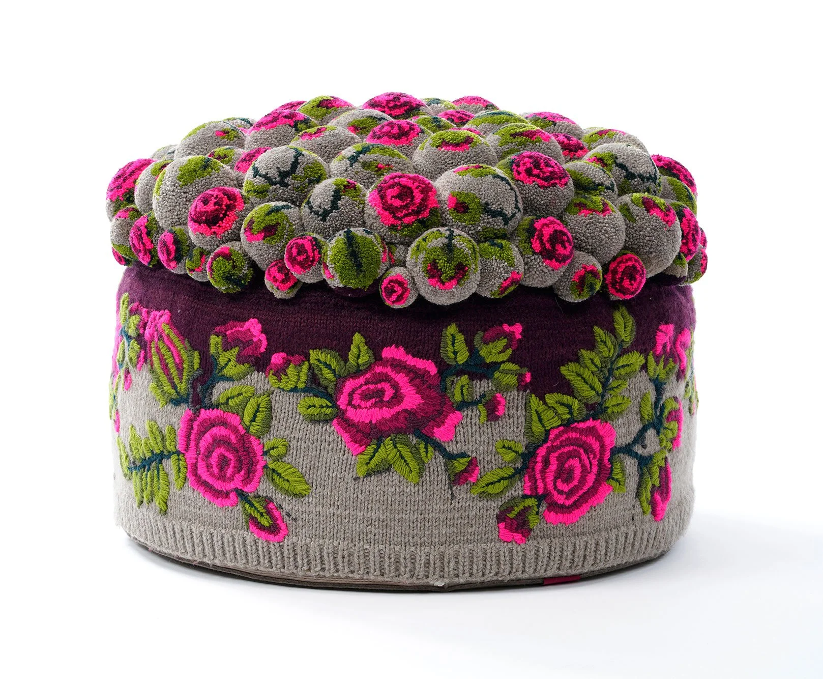 Pouf roses -side