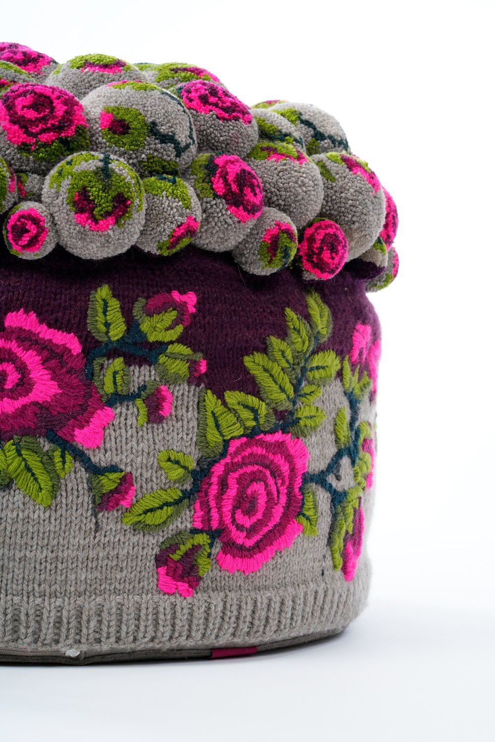 Pouf roses -closeup3