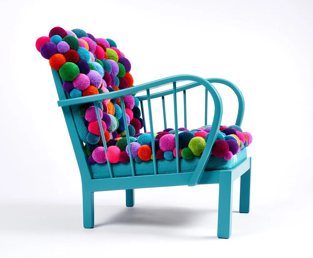 Armchair with bleached stripe-total-side