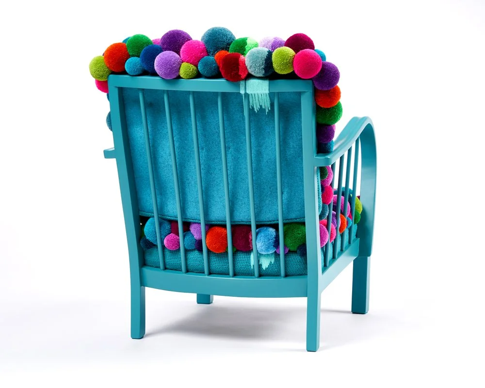 Armchair with bleached stripe -total back