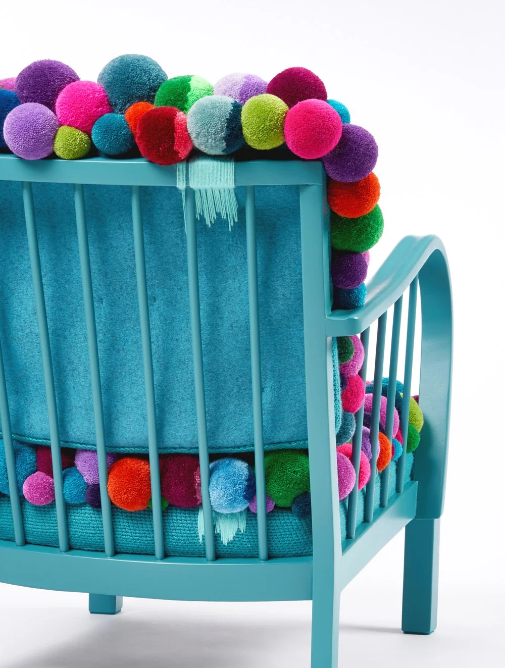 Armchair with bleached stripe-back closeup