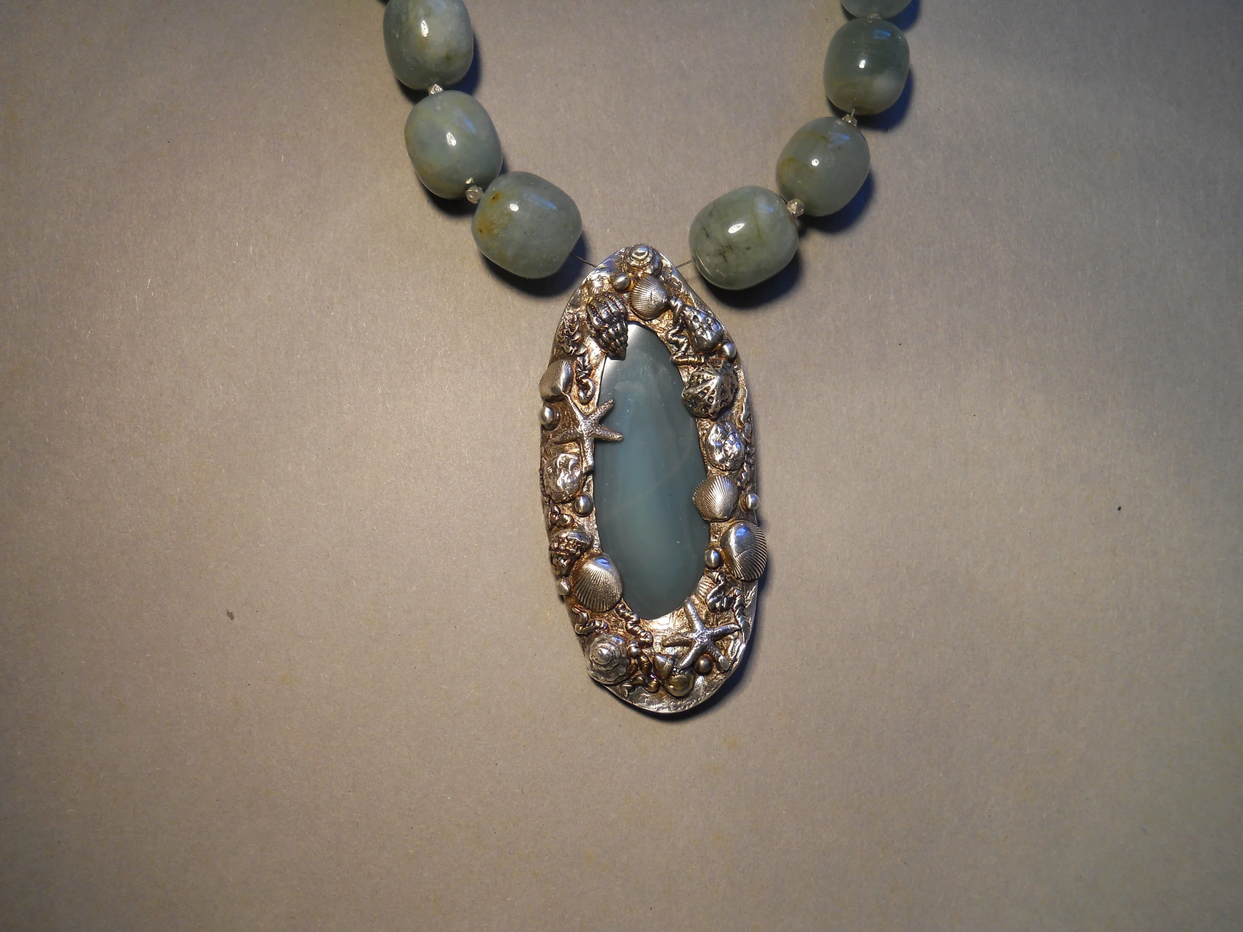 fine silver agate and aquamarine