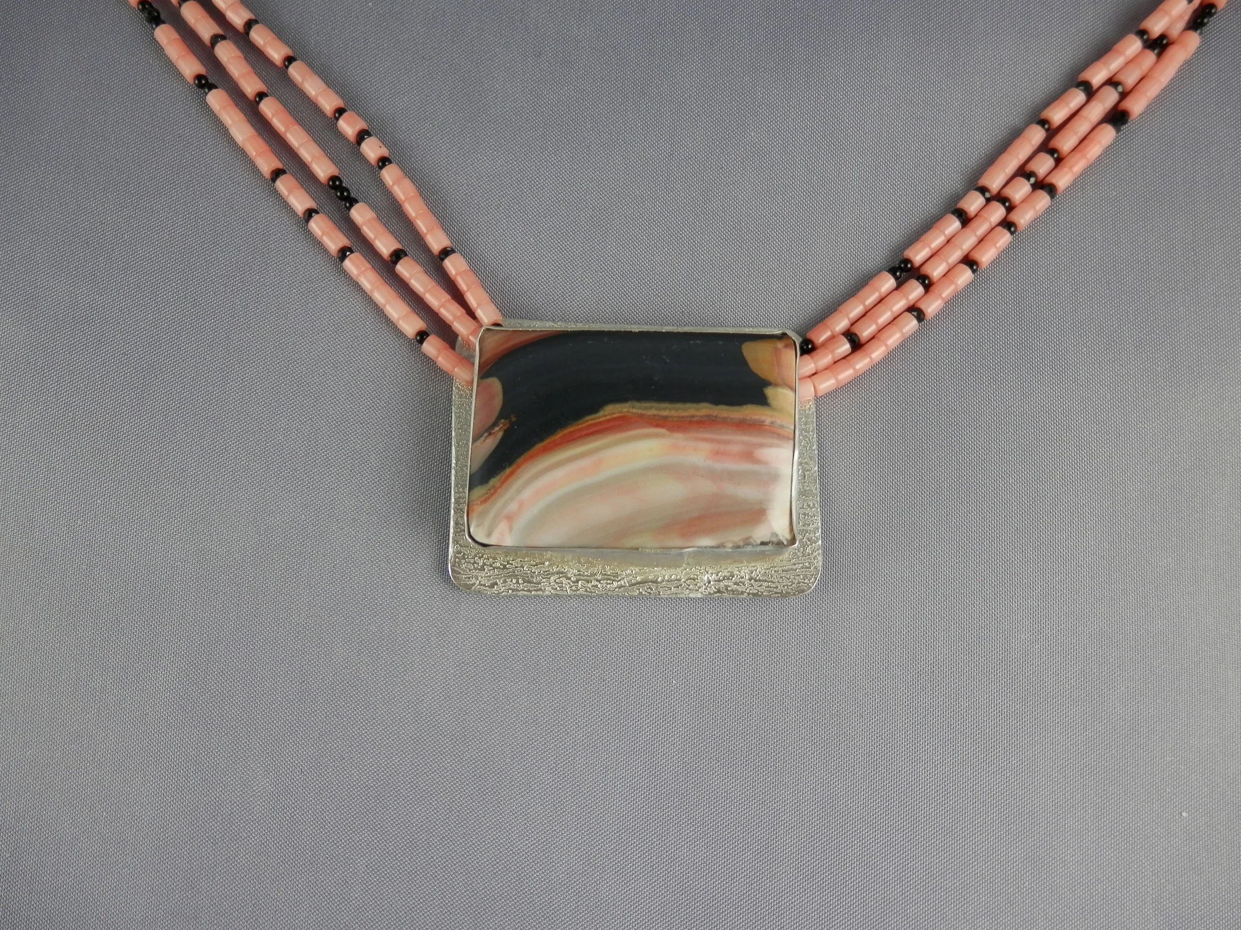 fine silver, petrified swamp and black tourmaline