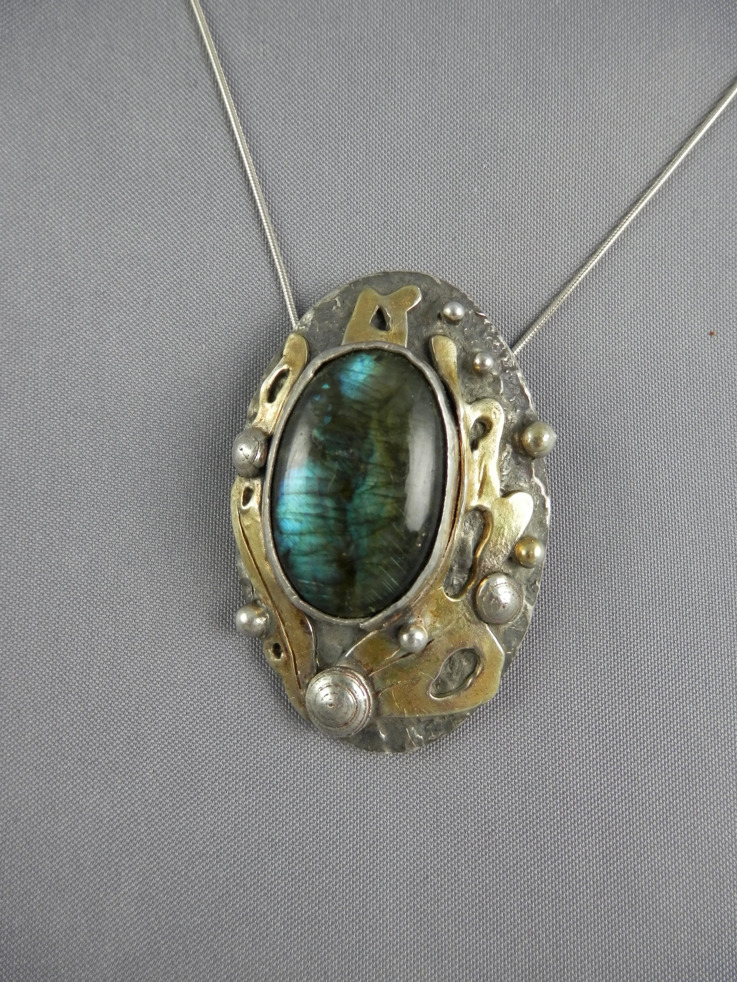 fine silver, gold plating and labradorite