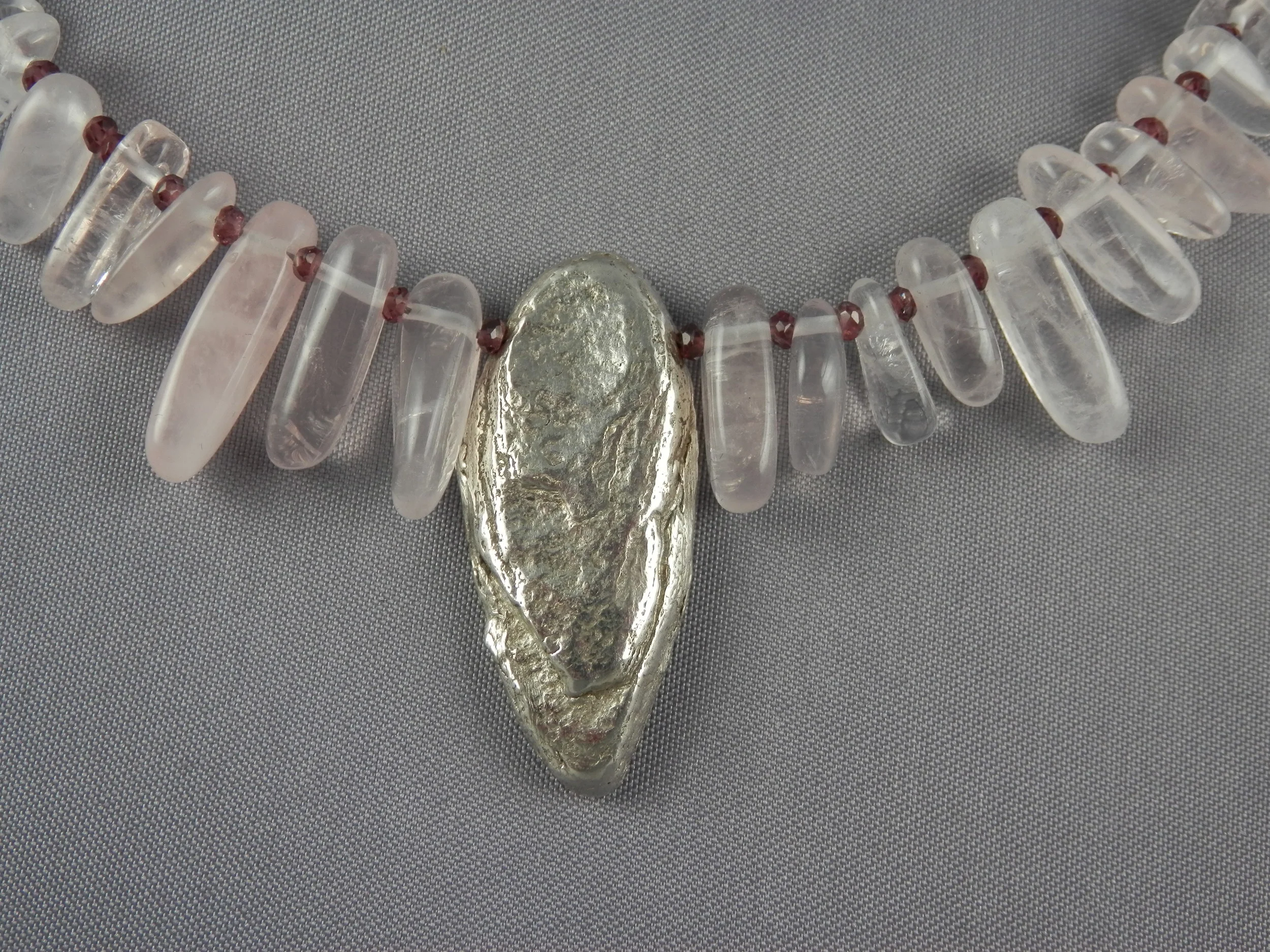 fine silver, rose quartz and garnets
