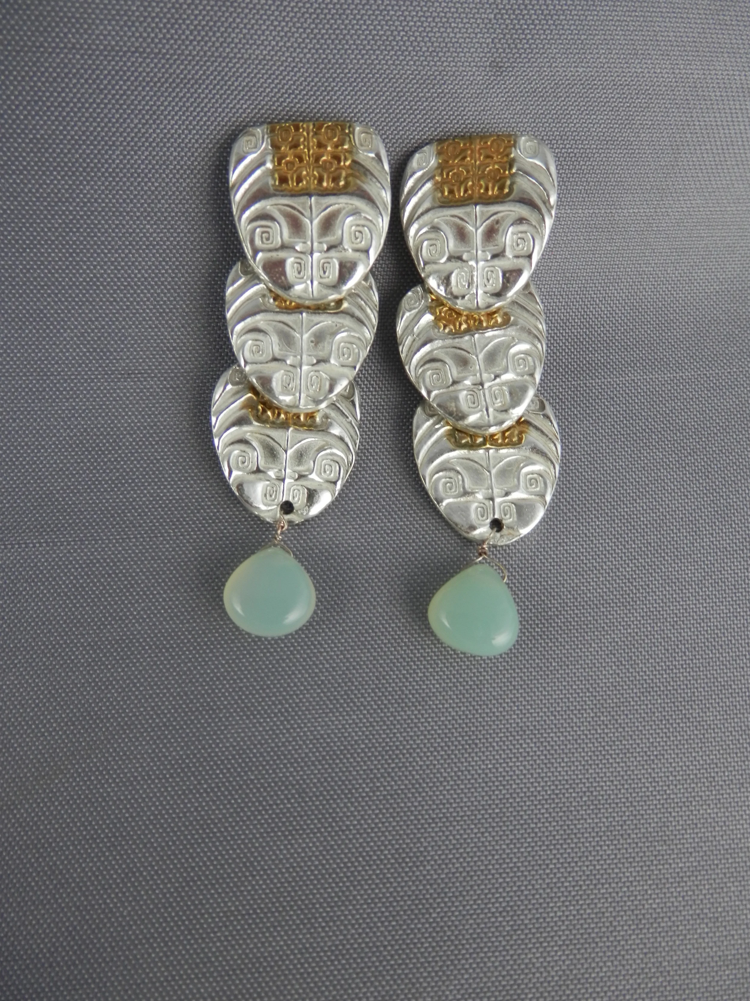 fine silver,gold plating and chalcedony