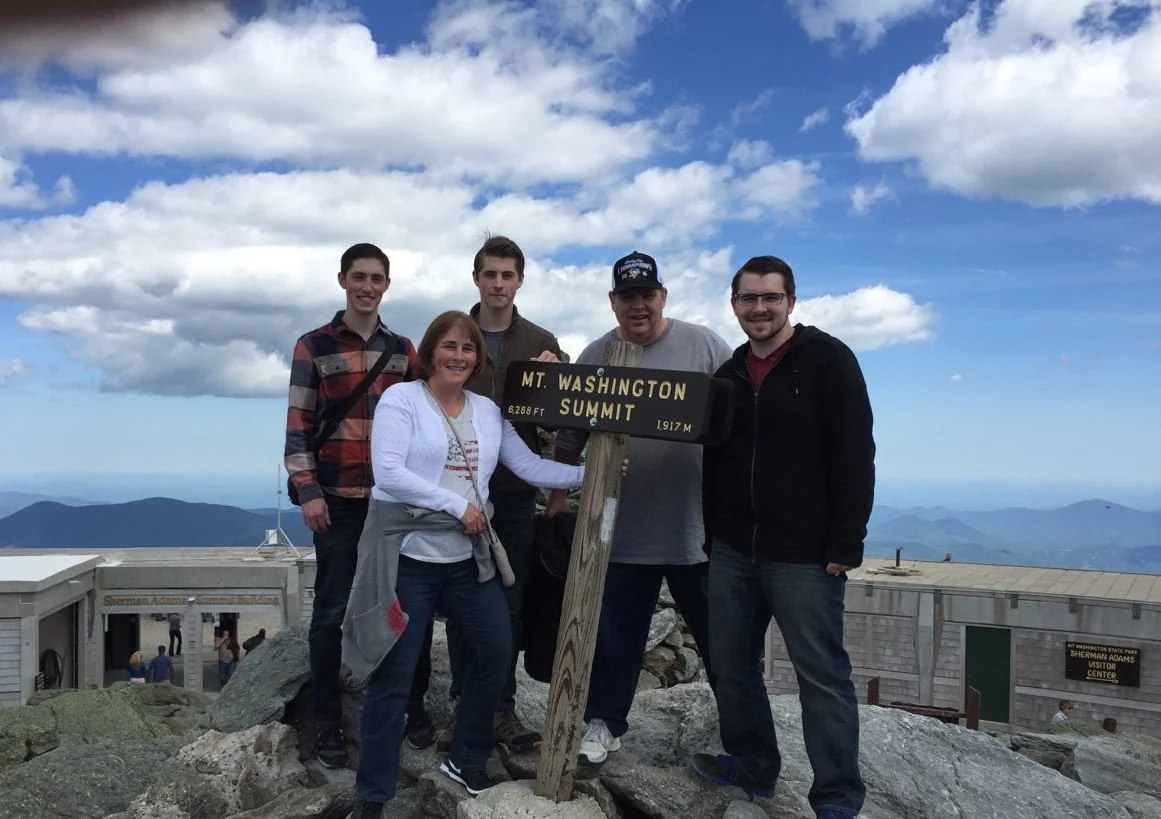 Thomas family at the top of Mount Washington in the White Mountains of New Hampshire in the summer of 2016.