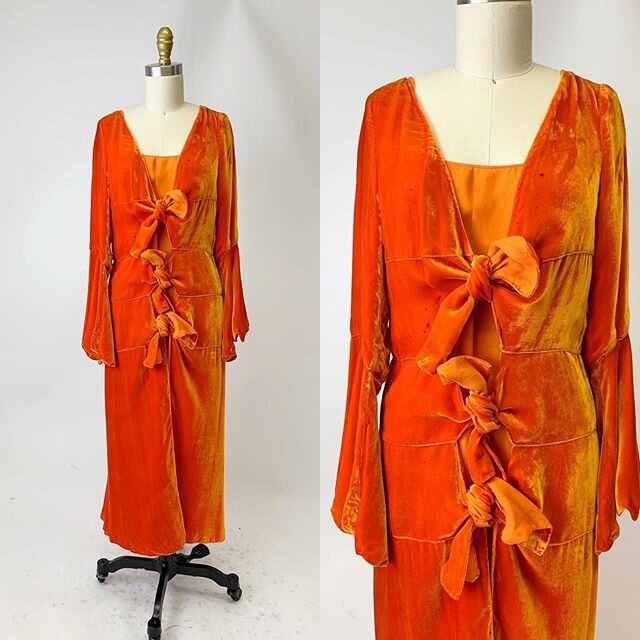 Just Listed!  1920s Orange Silk Dress.  #1920sfashion #vintageclothing #vintageshopping #flapperdress #oldsaybrook