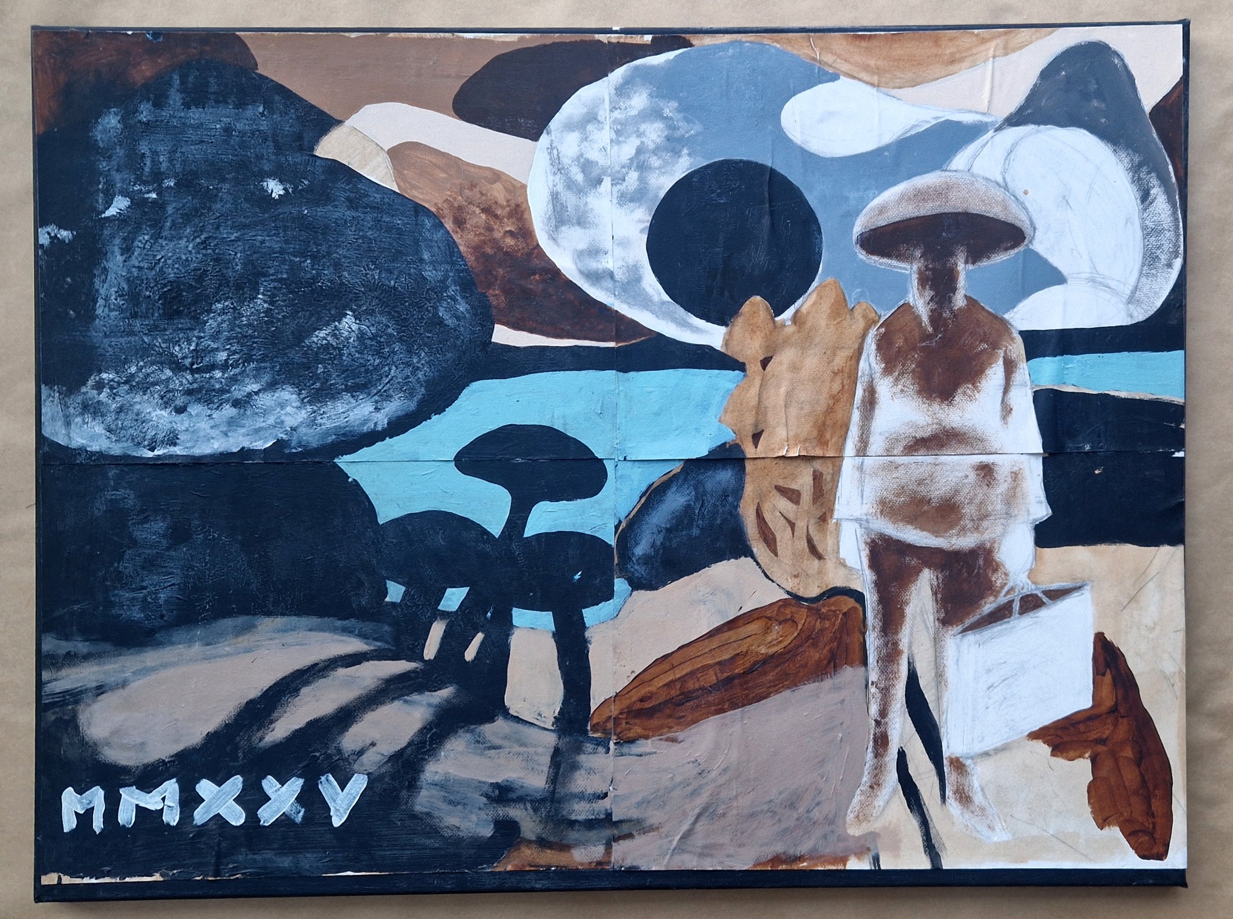 Nu acrylic, pencil on paper and canvas 80 × 60 cm 2025