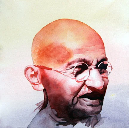   Gandhi.  This was part of a series of watercolor paintings I did portraying historic people I admired. 