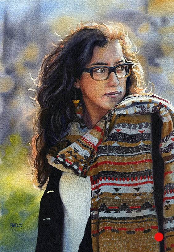 Brenda with Scarf • 8x10" • Watercolor • Sold