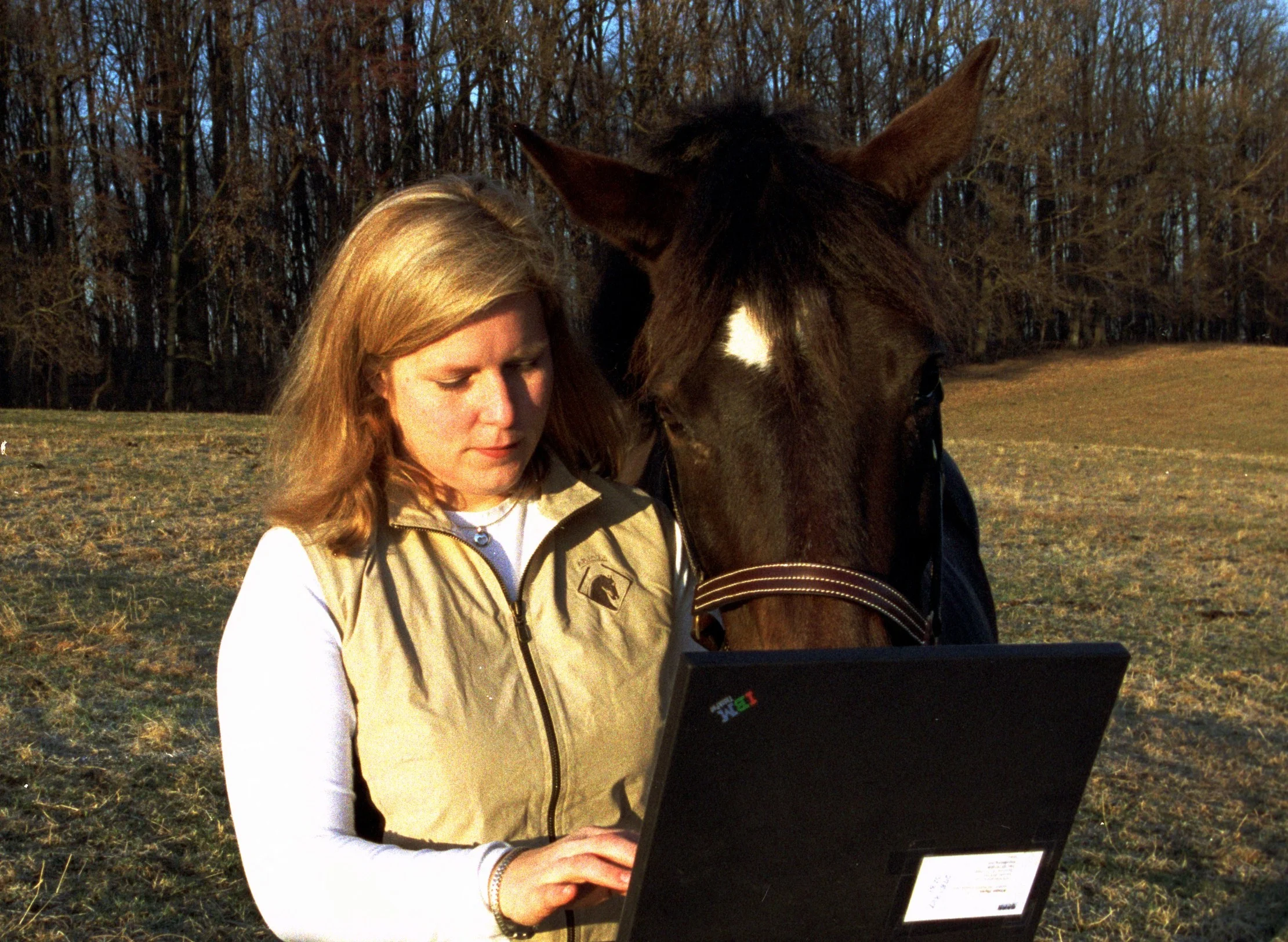 Me and Windy getting down the facts in the old days, at Callithea Farm in Potomac, Maryland.