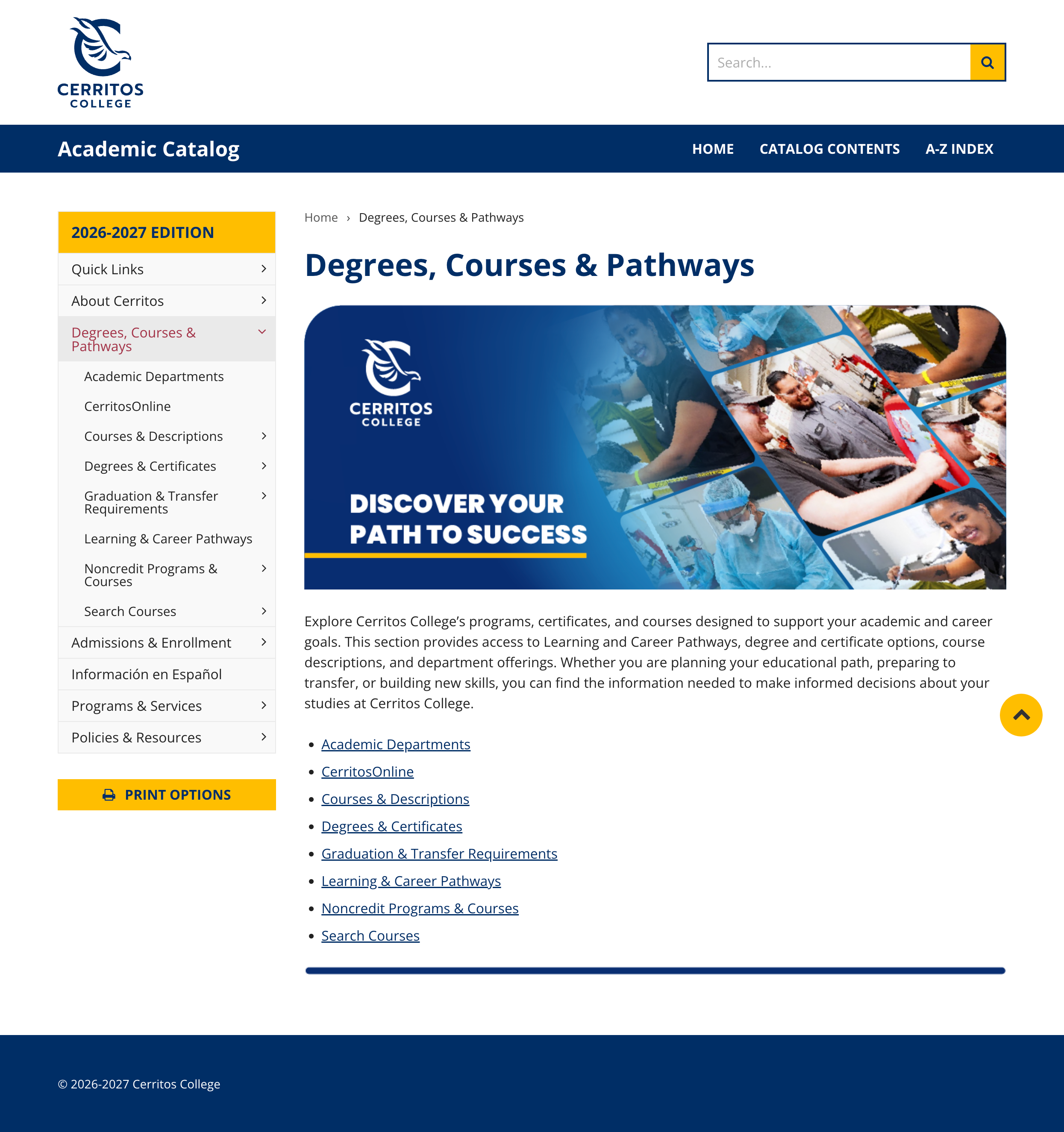 Degrees Courses & Pathways page