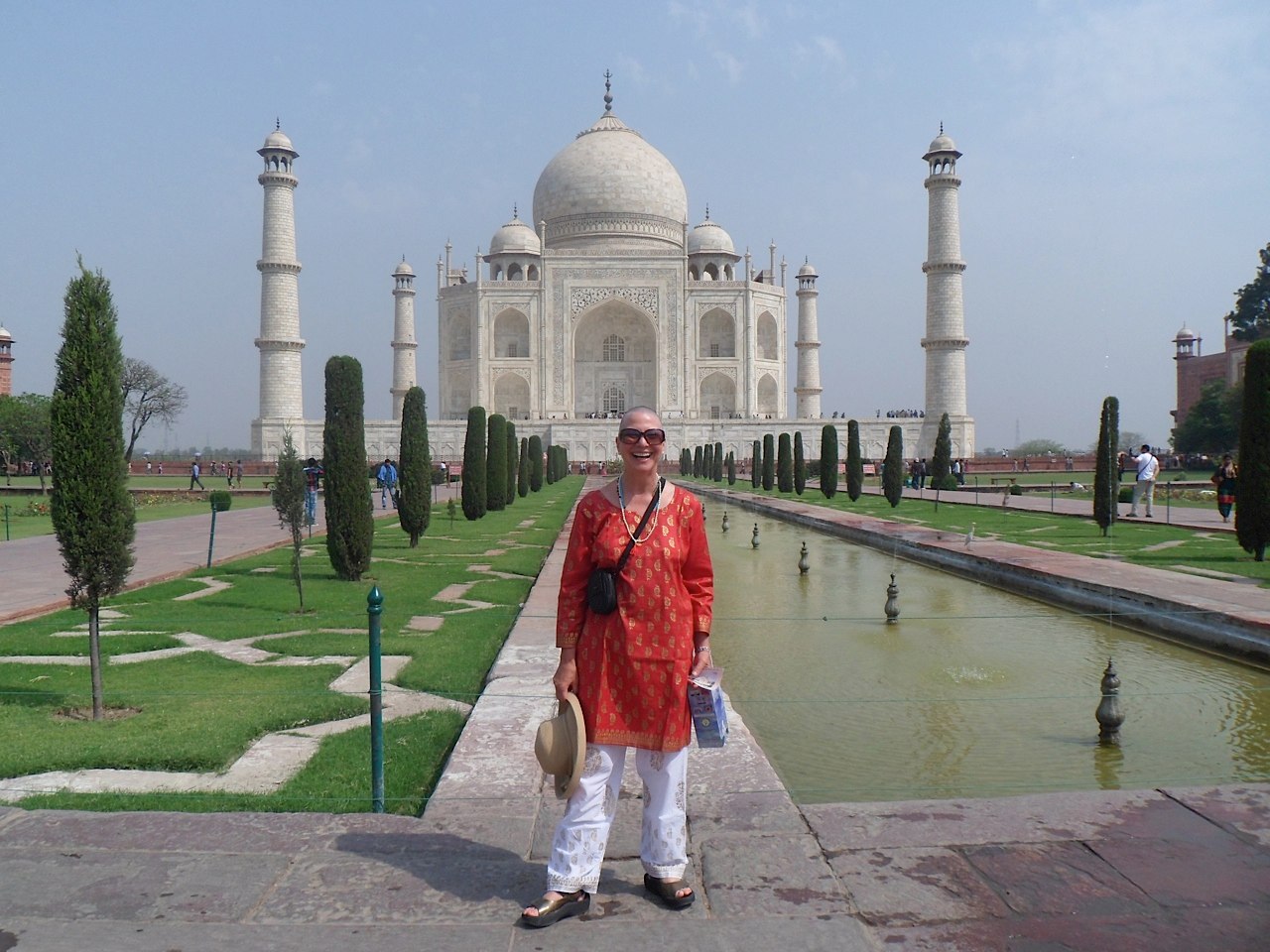 At the Taj Mahal with a spiritual head shave called mundun