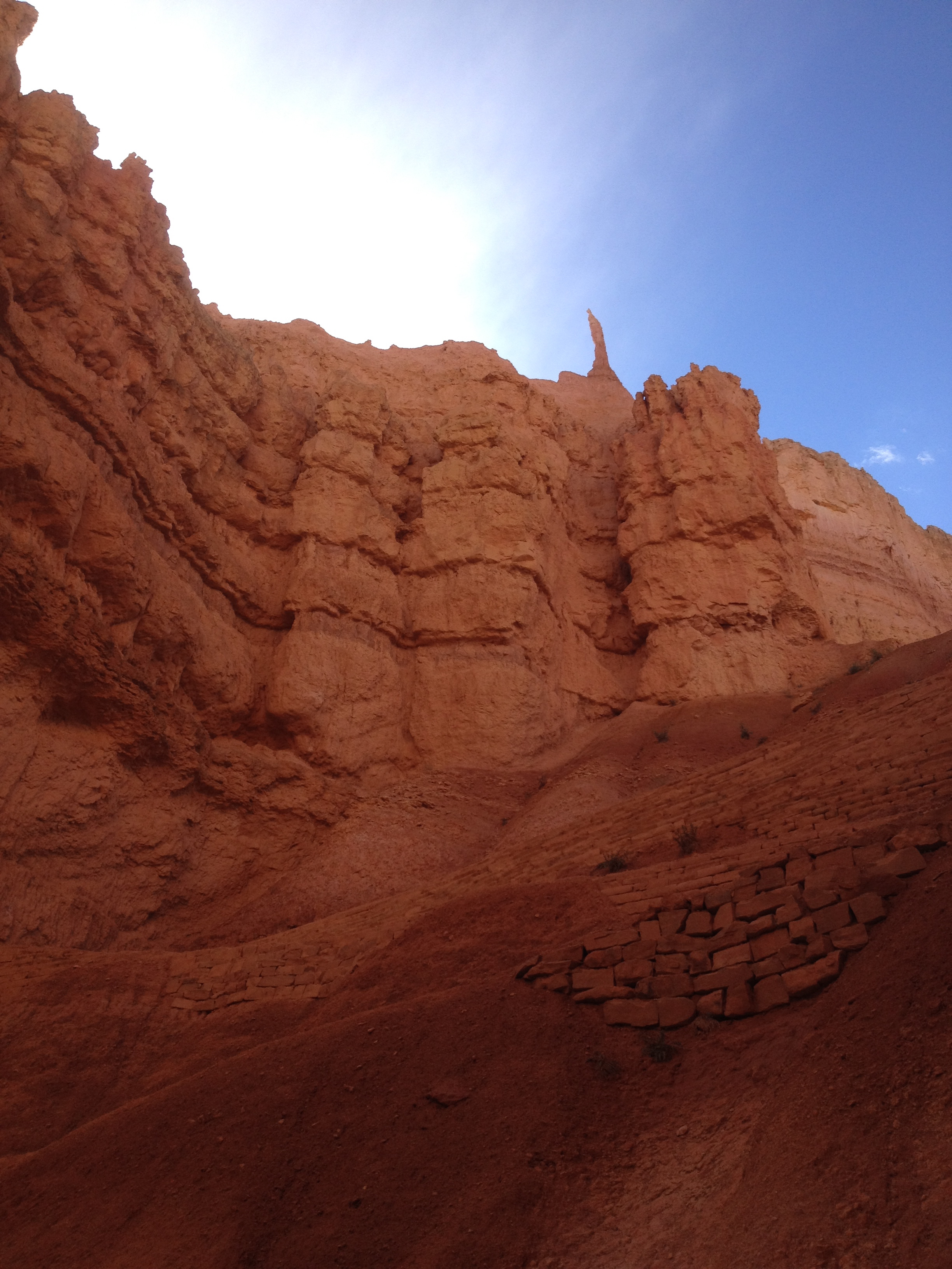 A trail built into a cliff in Bryce Canyon