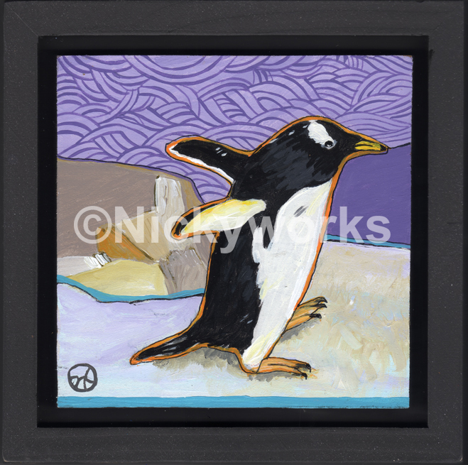 acrylic on wood, 6.75" x 6.75" (including frame), frame is 1.5 inches deep and made locally in the metro area