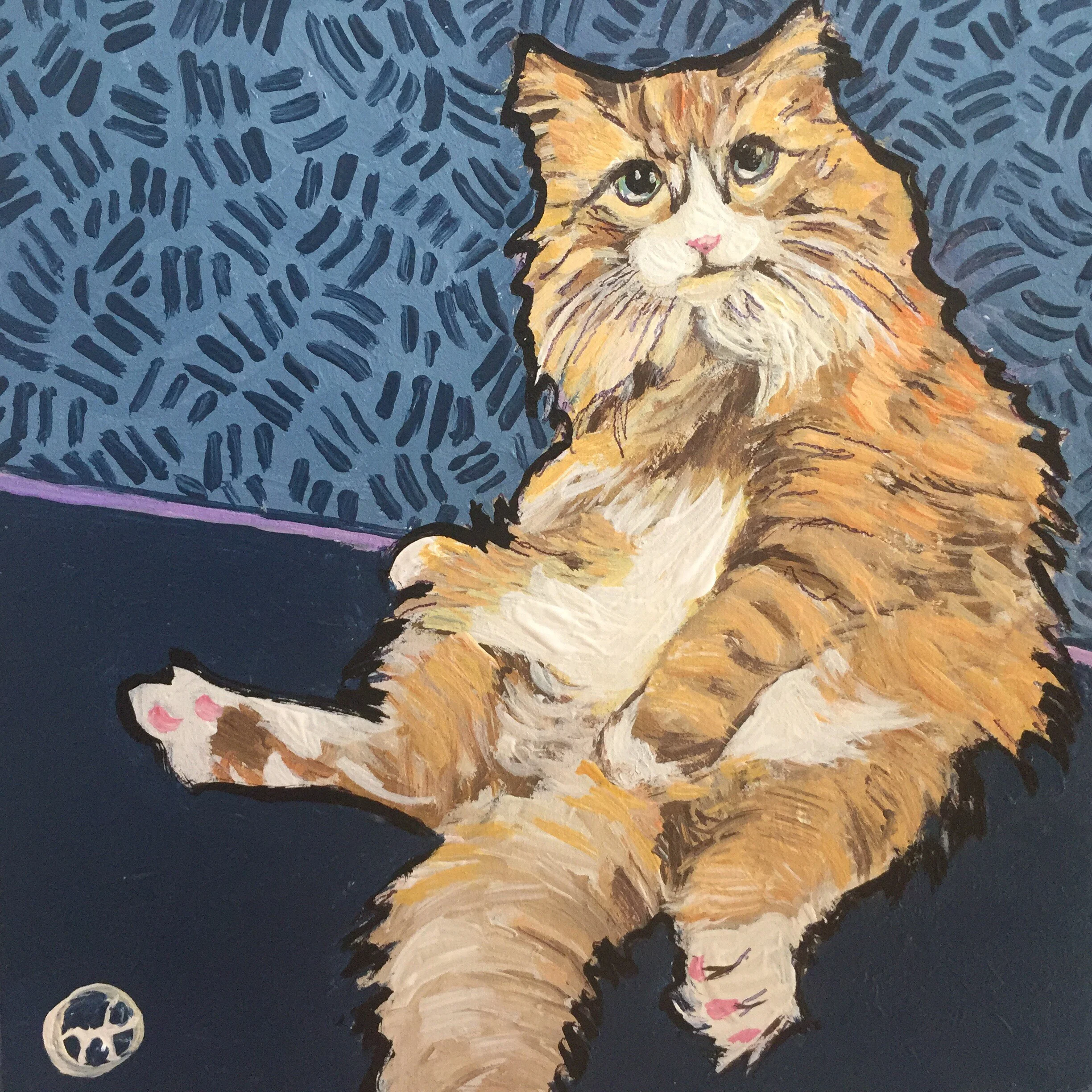 acrylic on wood, 5 x 5 inches, with frame is 6.5 x 6.5 inches https://www.nickyworks.com/contact/