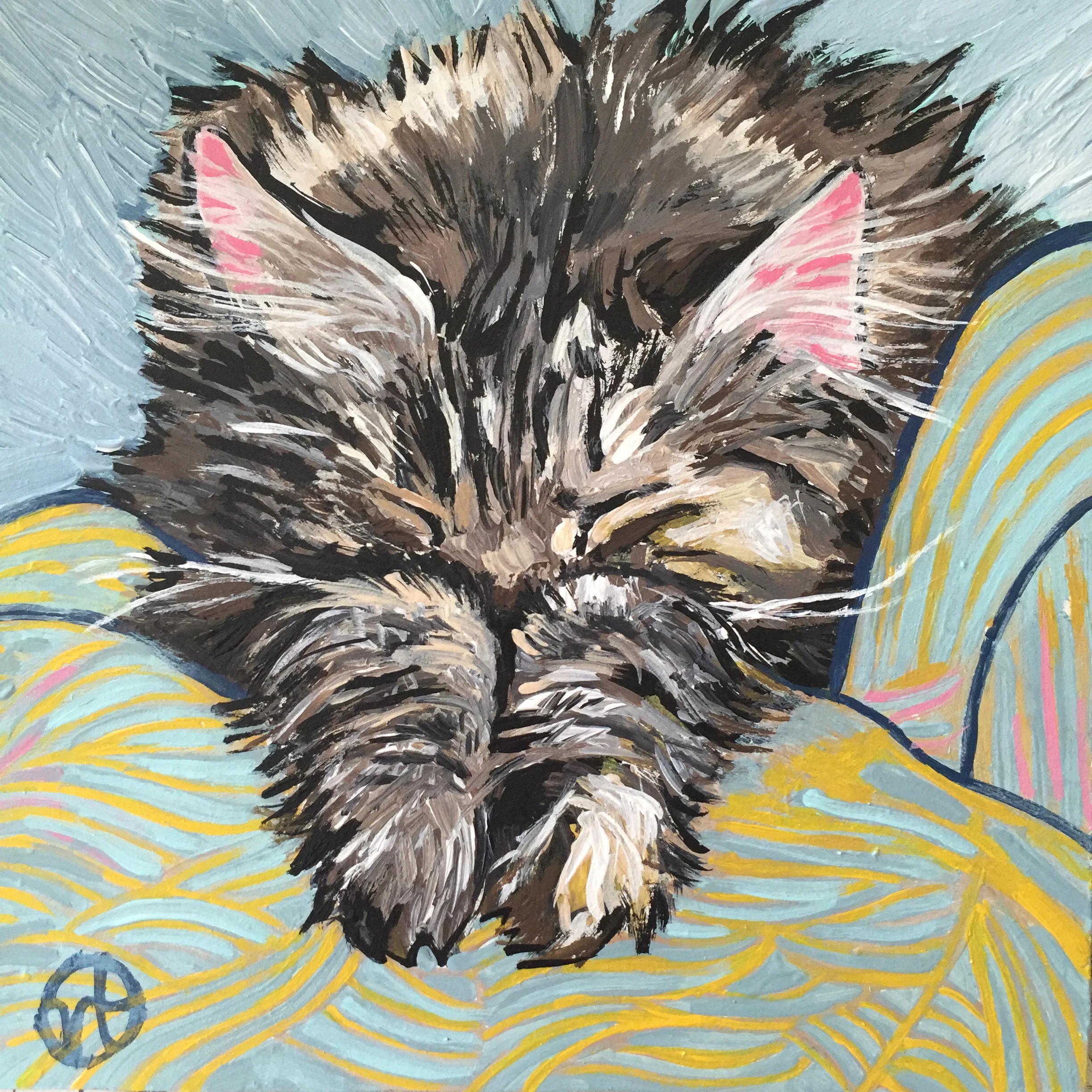 acrylic on wood, 5 x 5 inches, with frame is 6.5 x 6.5 inches https://www.nickyworks.com/contact/