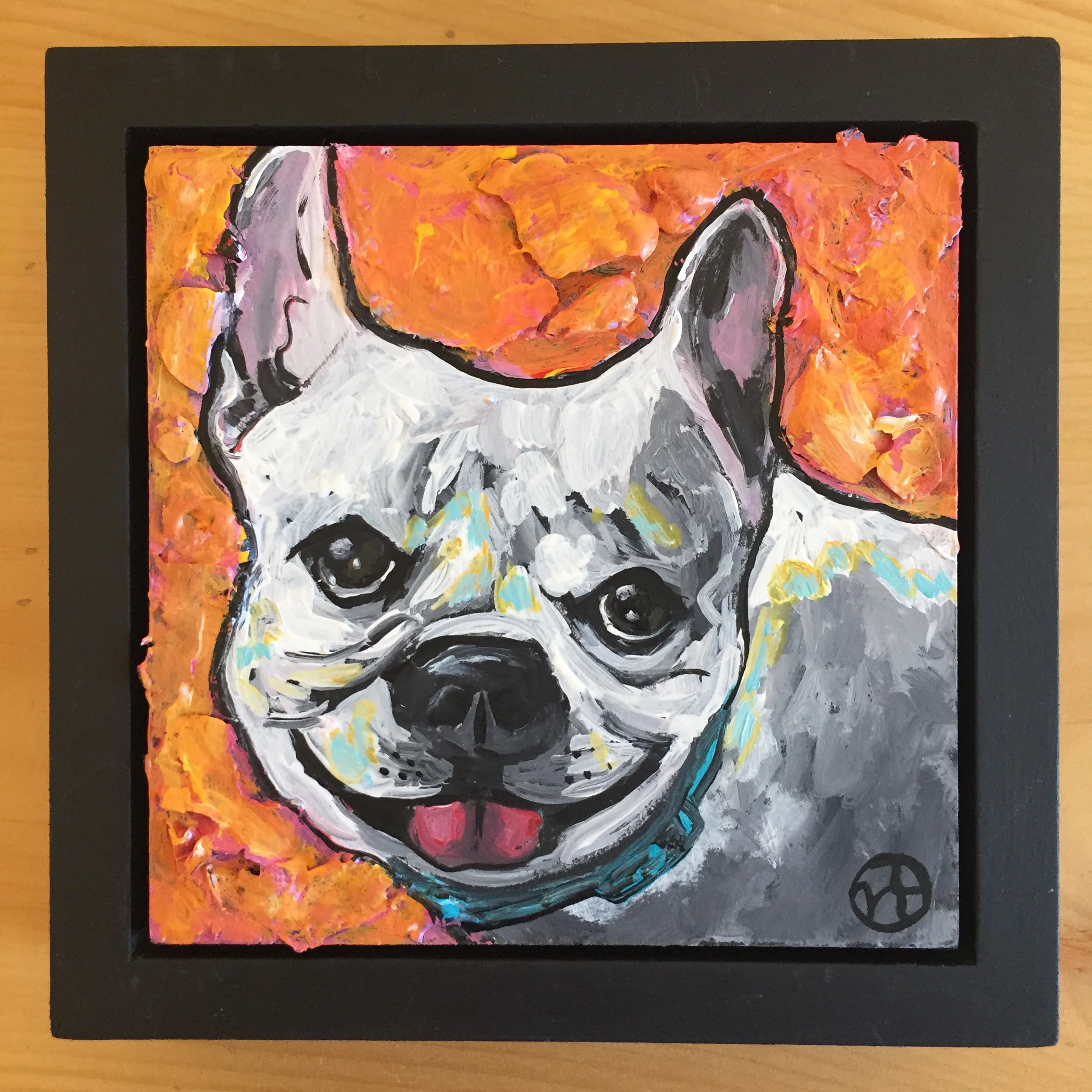 acrylic on wood, 5 x 5 inches, with frame is 6.5 x 6.5 inches https://www.nickyworks.com/contact/