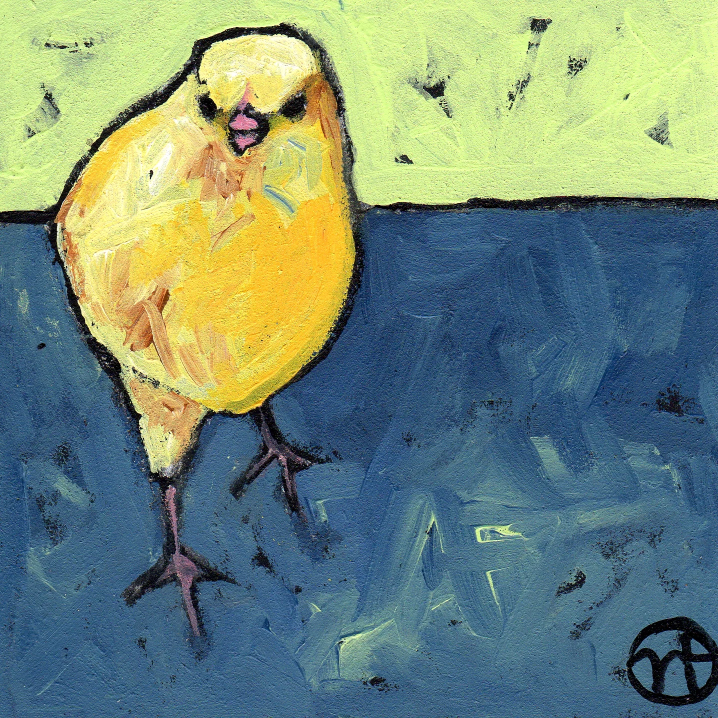 acrylic on wood, 6.5" x 6.5" (including frame), wood frame is 1.5 inches deep and made locally