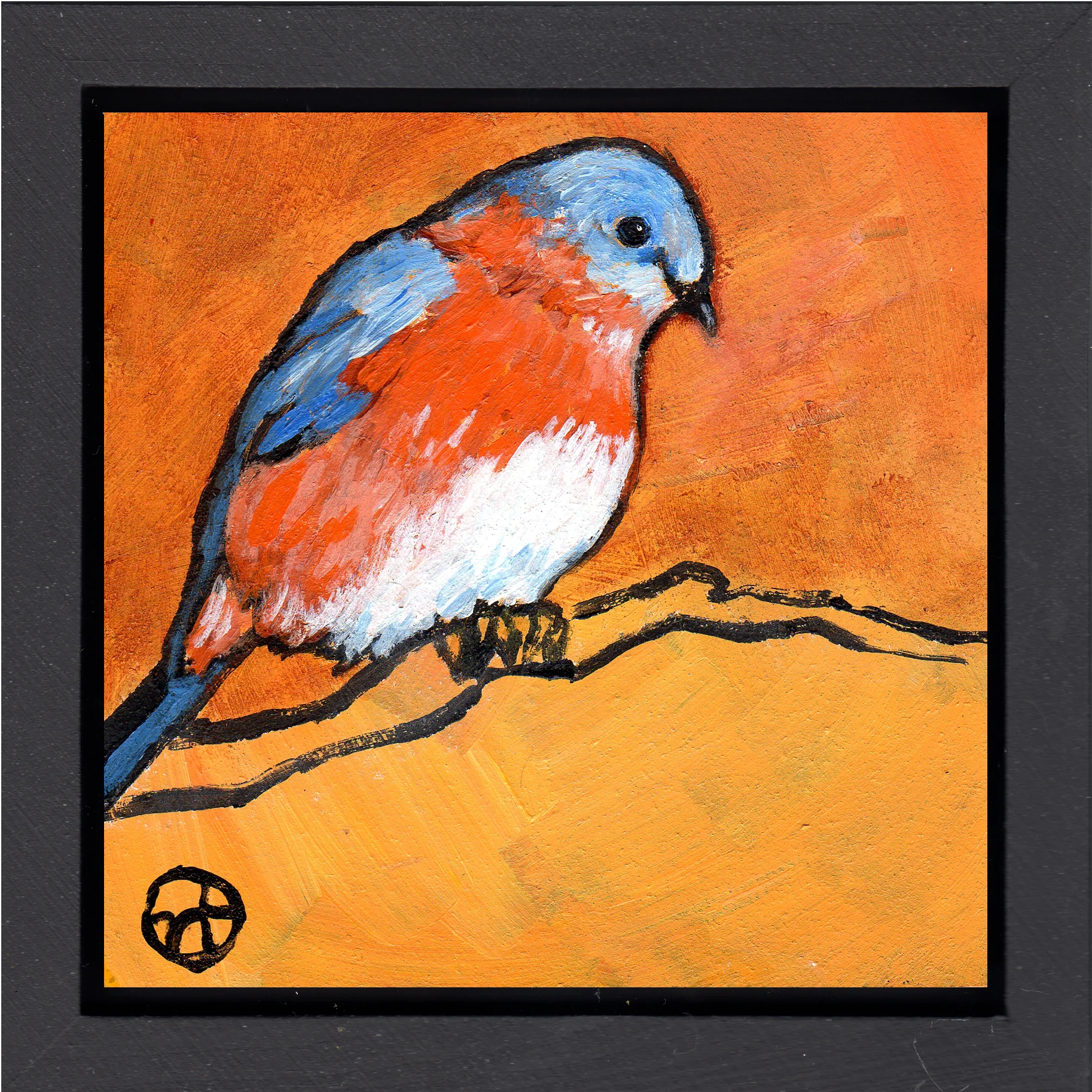 acrylic on wood, 6.5" x 6.5" (including frame), wood frame is 1.5 inches deep and made locally