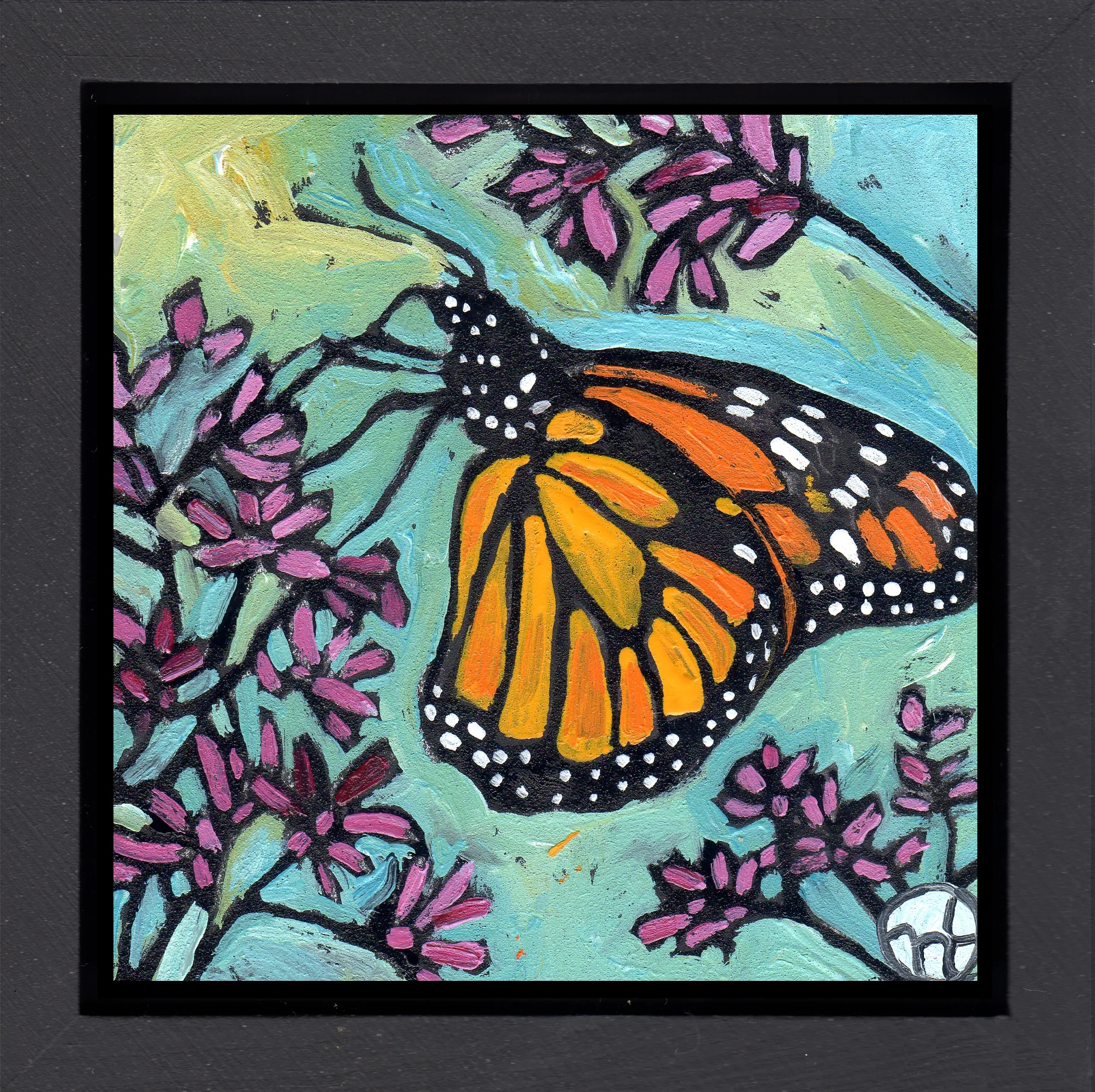 Sold. Day 25 acrylic on wood 6.5 x 6.5 inches, 1.5 inch deep wood frame