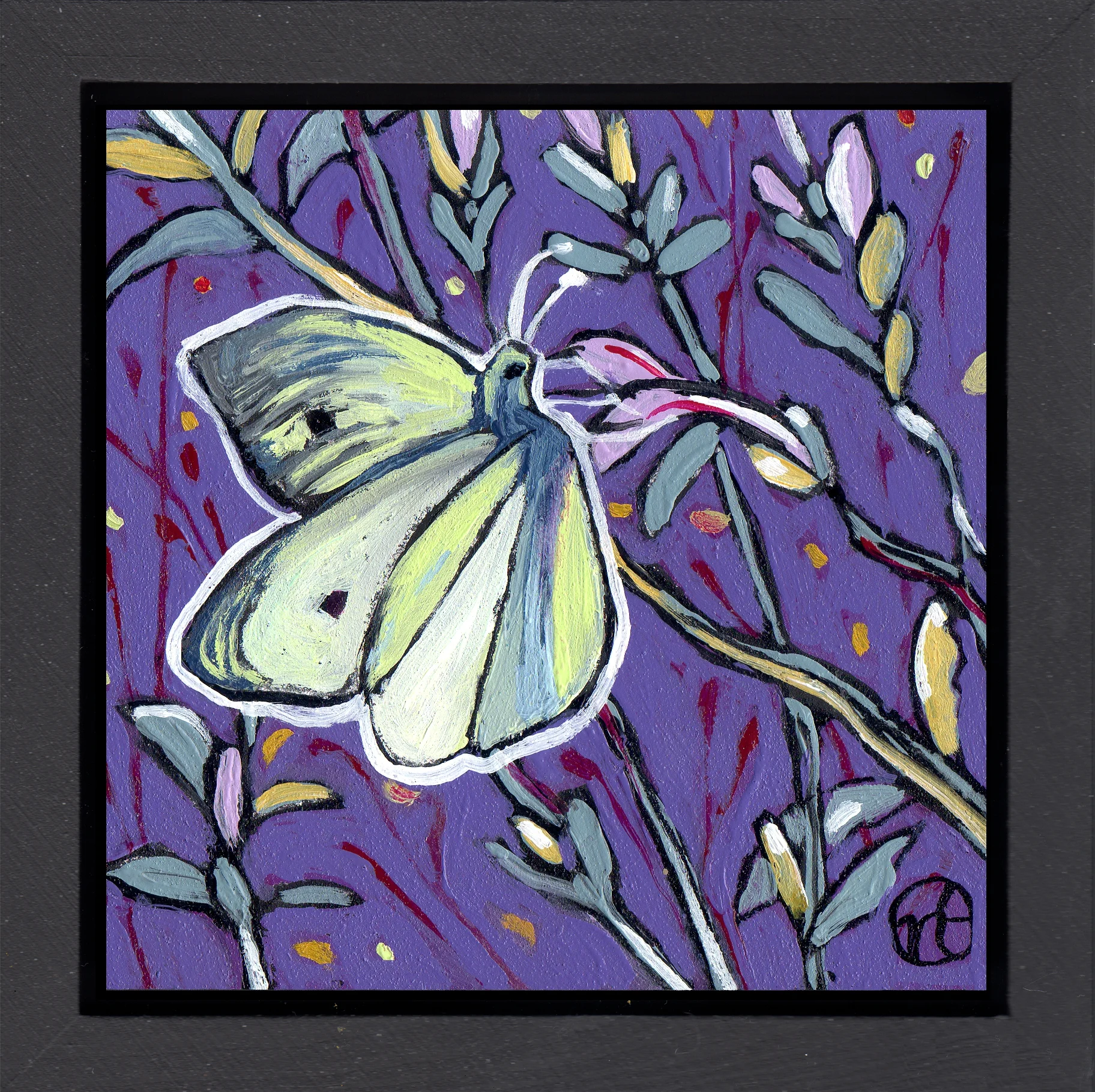 Day25, number 2: Available for $55. acrylic on wood 6.5 x 6.5 inches, 1.5 inch deep wood frame