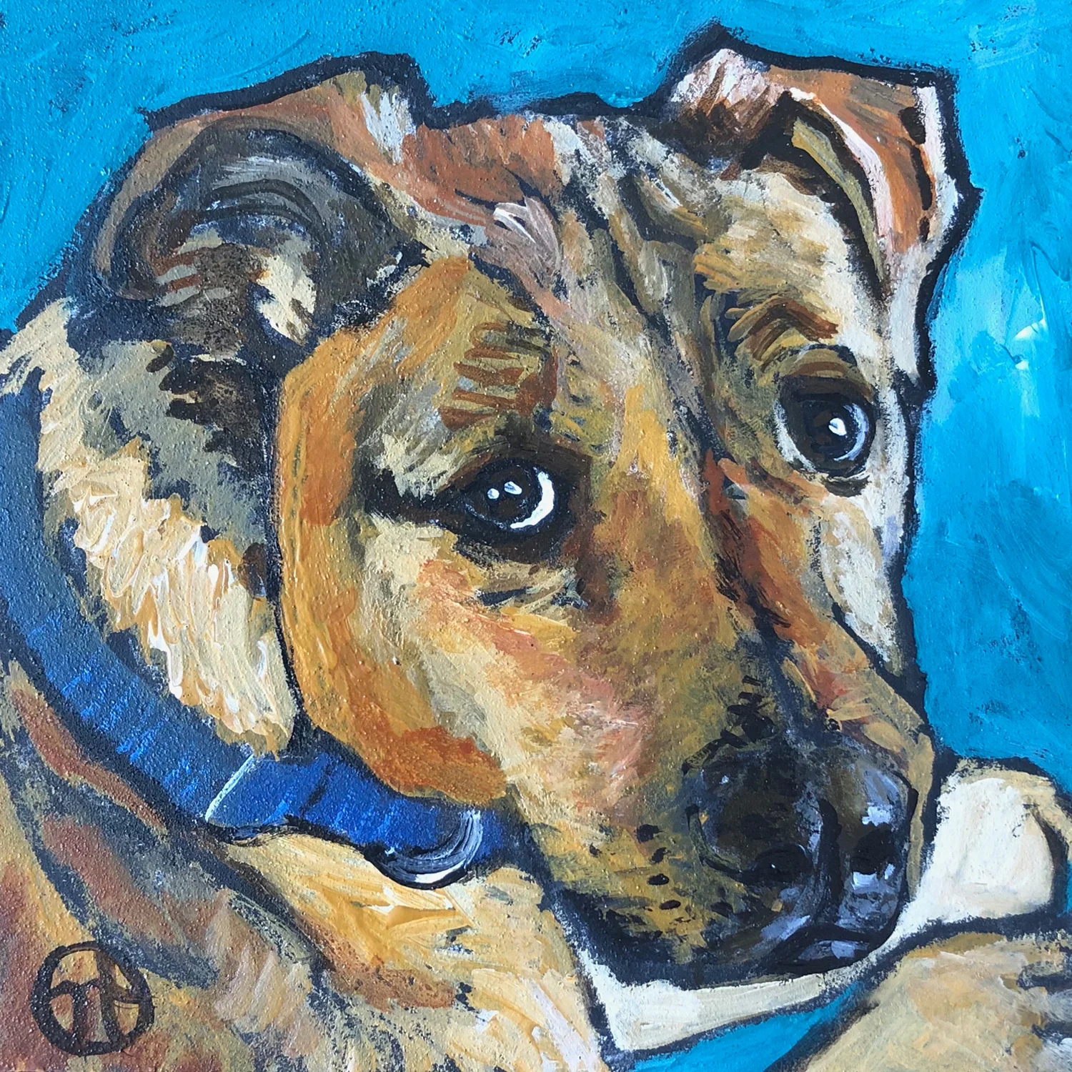 acrylic on wood, 5 x 5 inches, with frame is 6.5 x 6.5 inches https://www.nickyworks.com/contact/