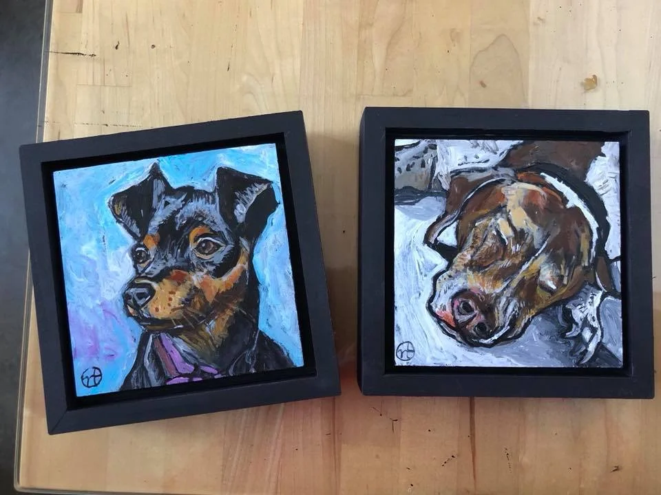 acrylic on wood, 5 x 5 inches, with frame is 6.5 x 6.5 inches https://www.nickyworks.com/contact/
