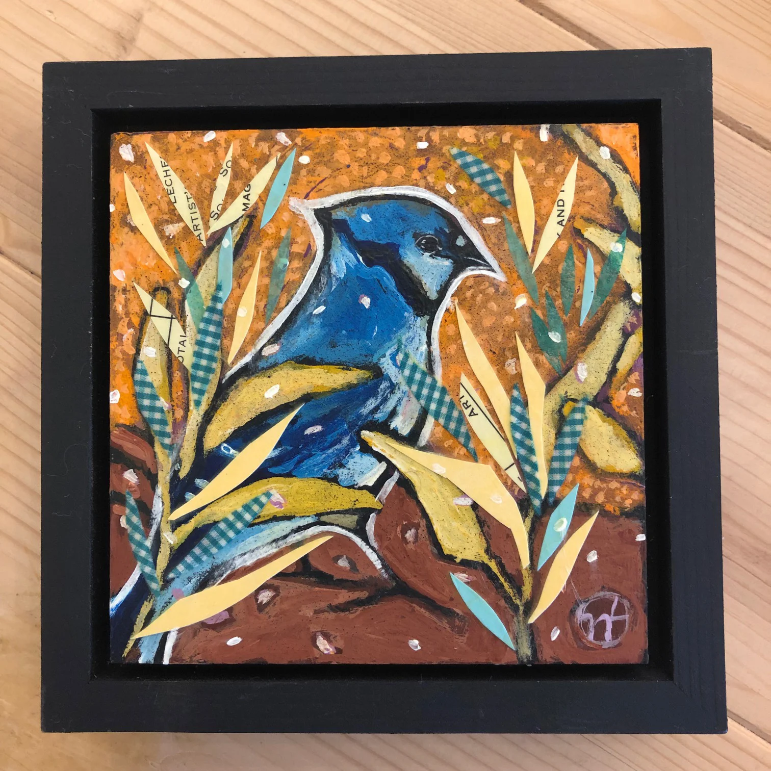 acrylic on wood, 6.5" x 6.5" (including frame), wood frame is 1.5 inches deep and made locally