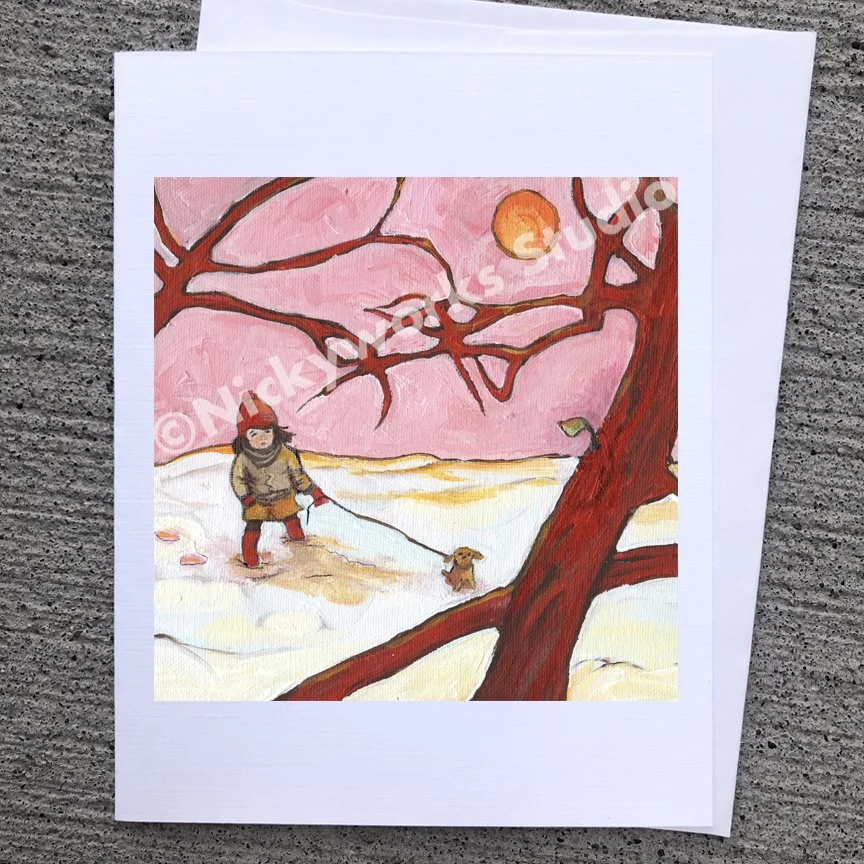 Dog And Girl greeting card