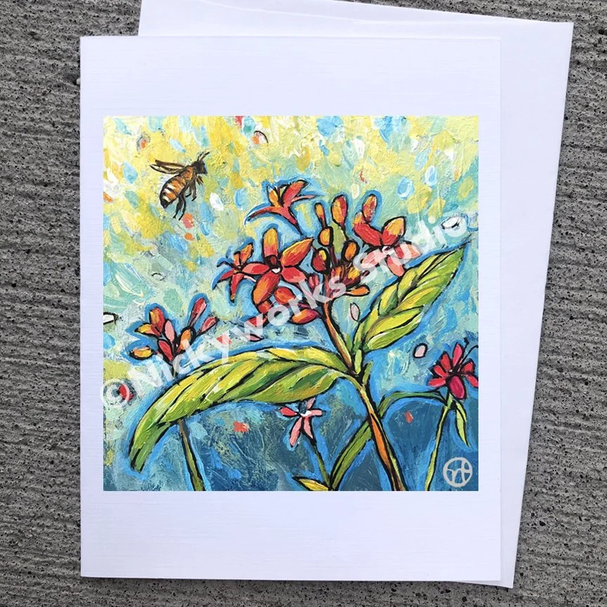 Bee and Lantana Greeting Card
