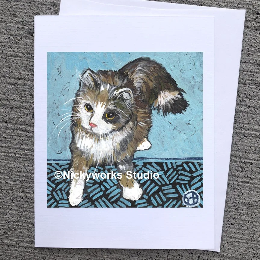Cat greeting card, Calico Cat card
