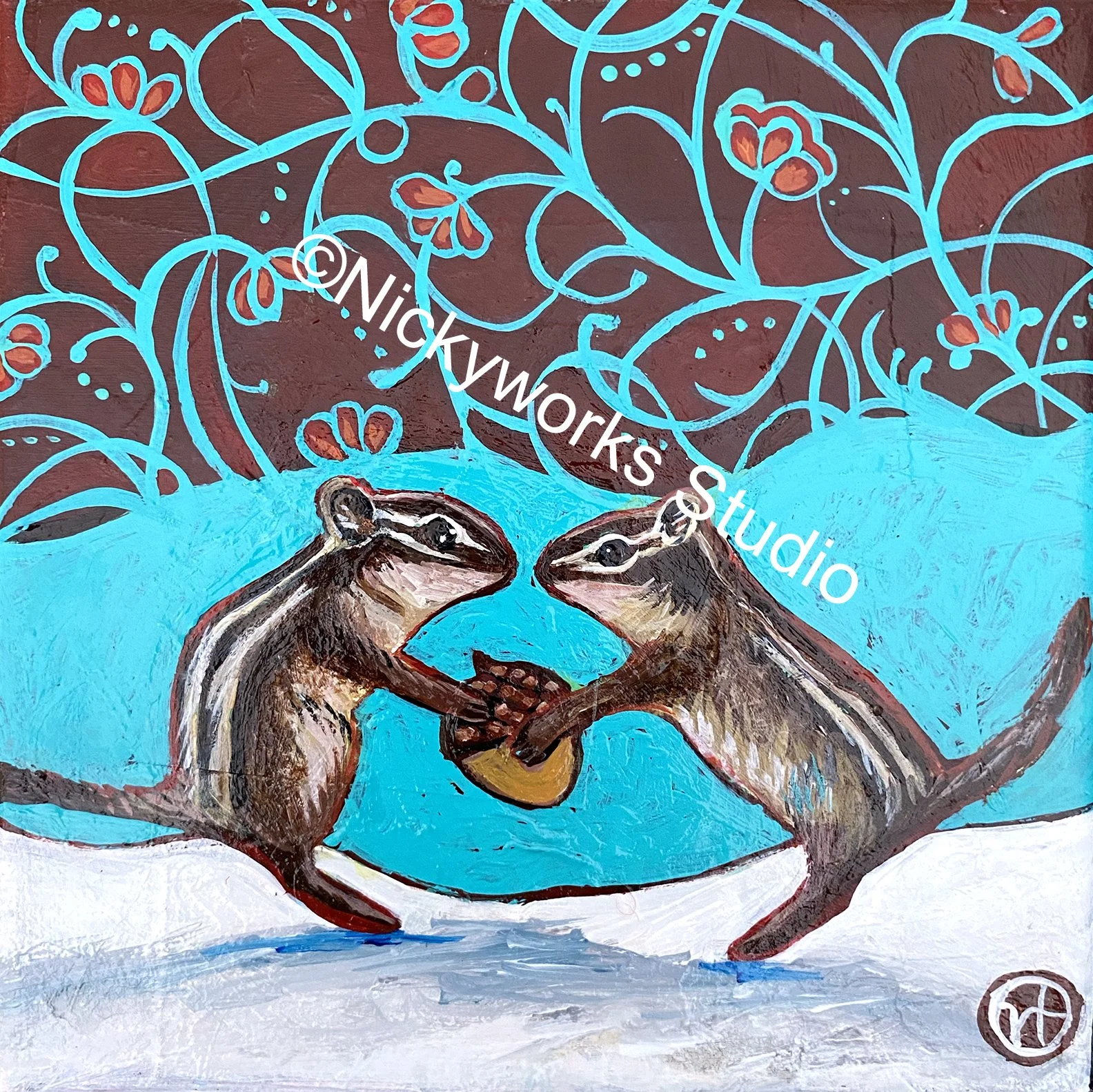 chipmunk Painting, Valentine's Day, painting about love