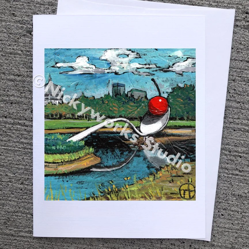 Cherry and Spoon fountain greeting card