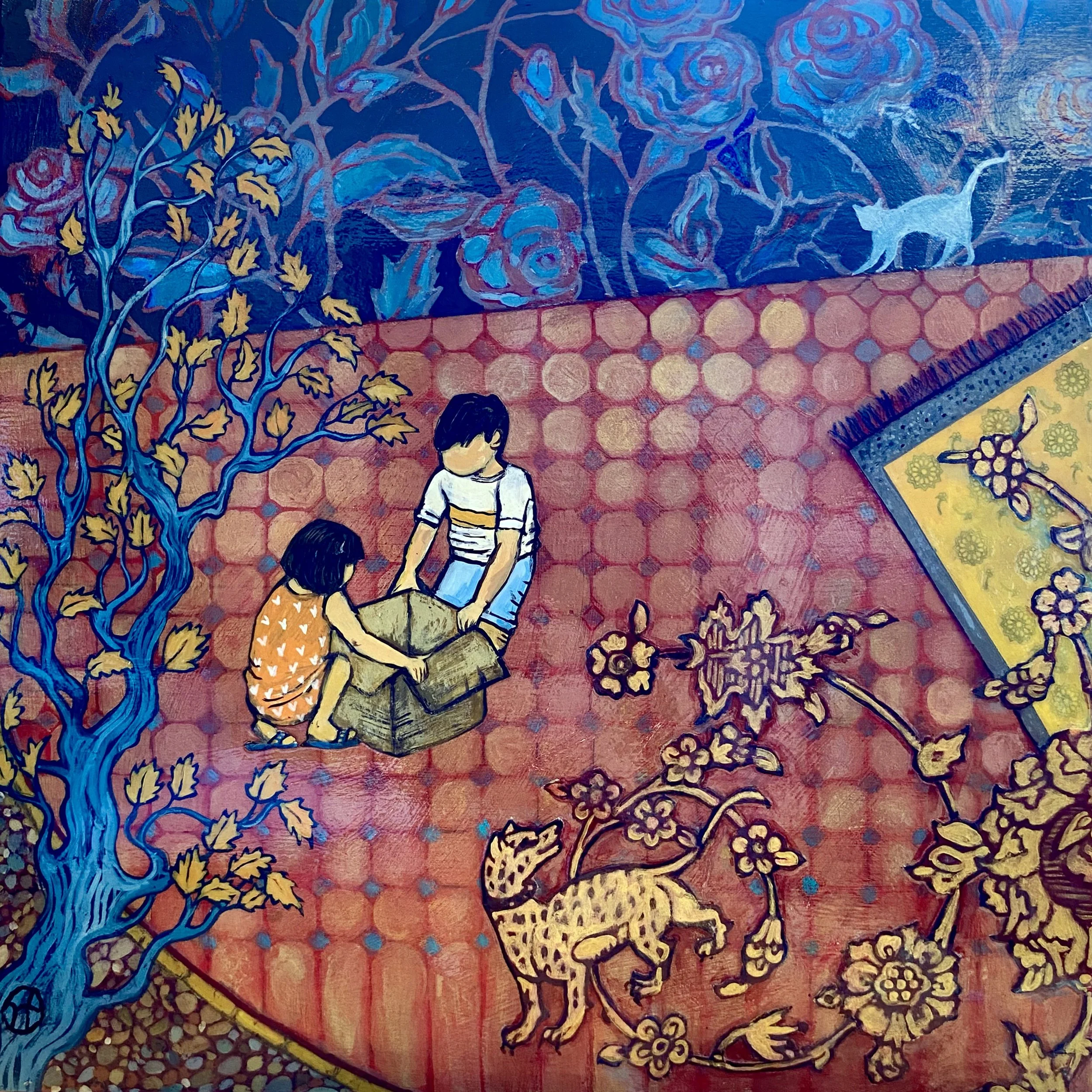 'Soghanti (souvenir)'
mixed media on wood cradle panel
Part of the annual TC Iranian Cultural Exhibition
