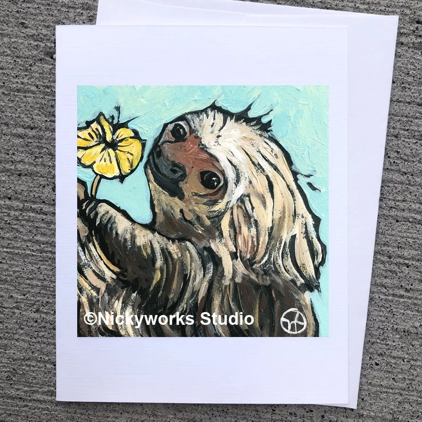 Sloth and Flower Greeting Card