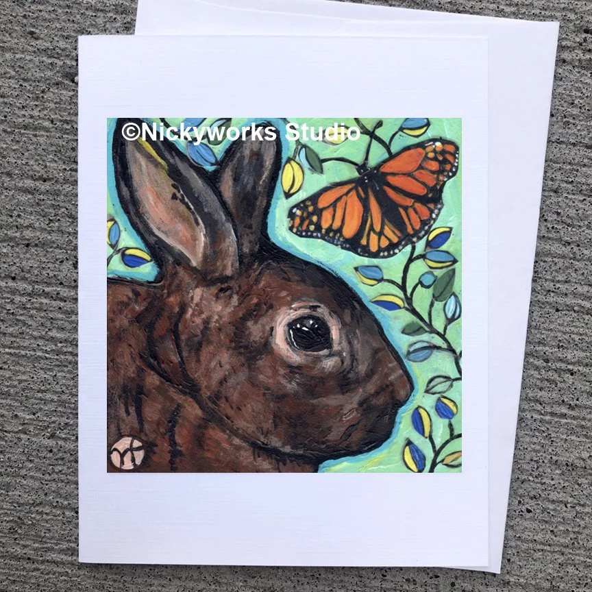 Rabbit and Monarch Butterfly Greeting Card