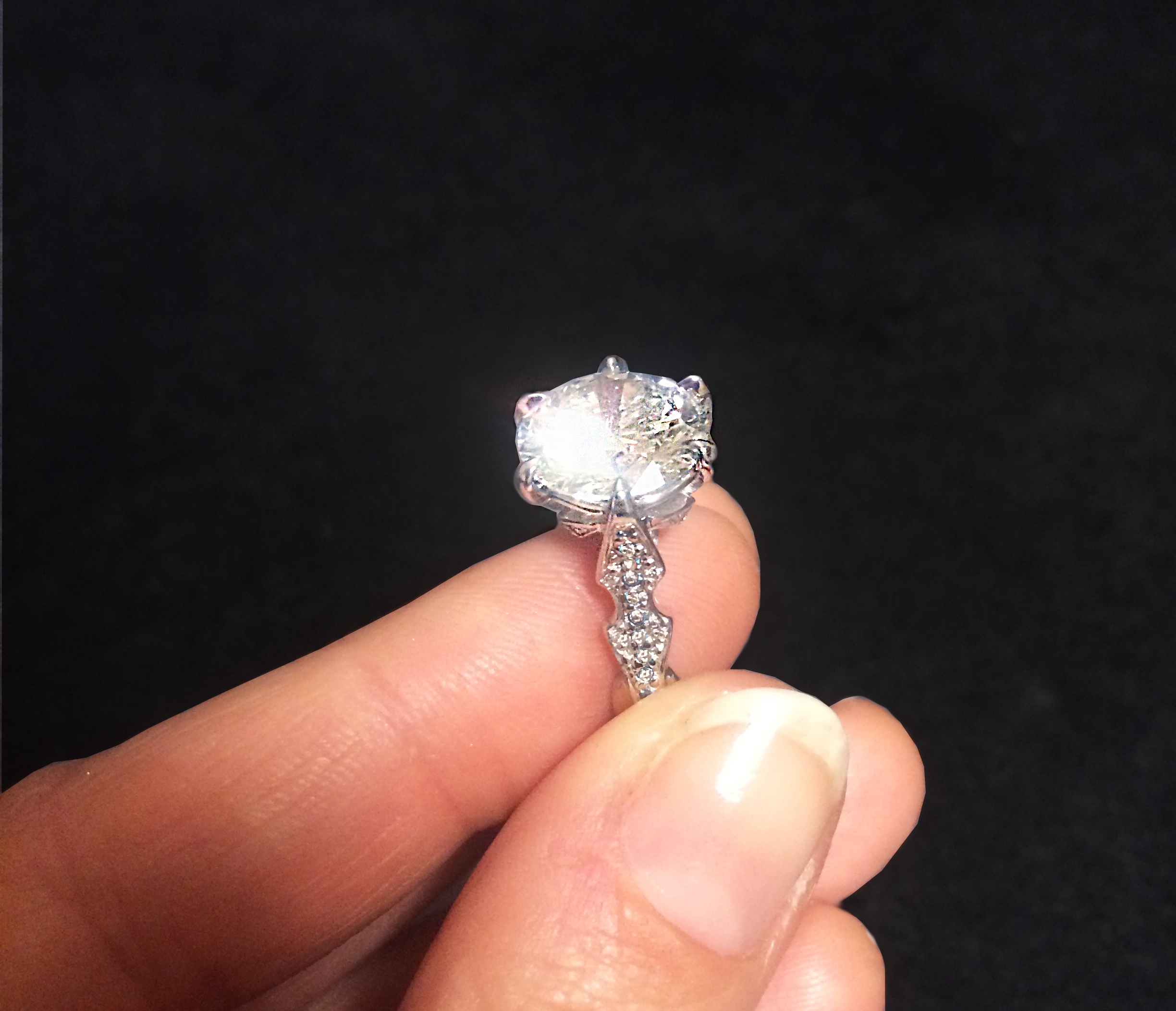 5 carats GIA certificate diamond set in platinum with white diamonds from private collection, one of a kind