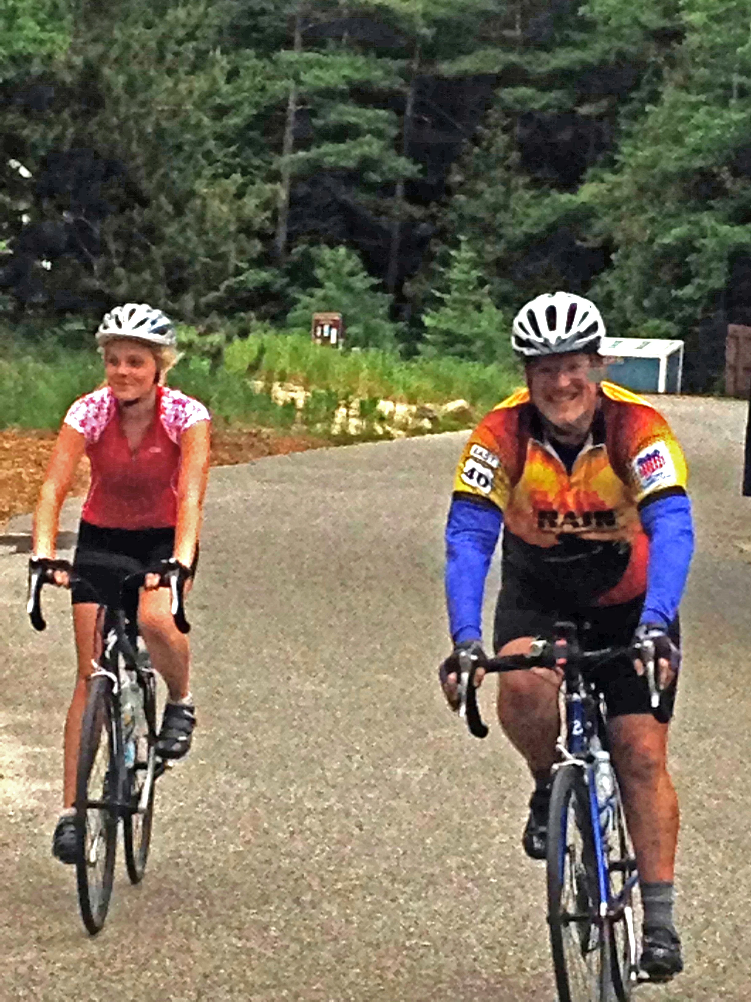 Our triumphant return to the campsite after 106 miles and my first Century!