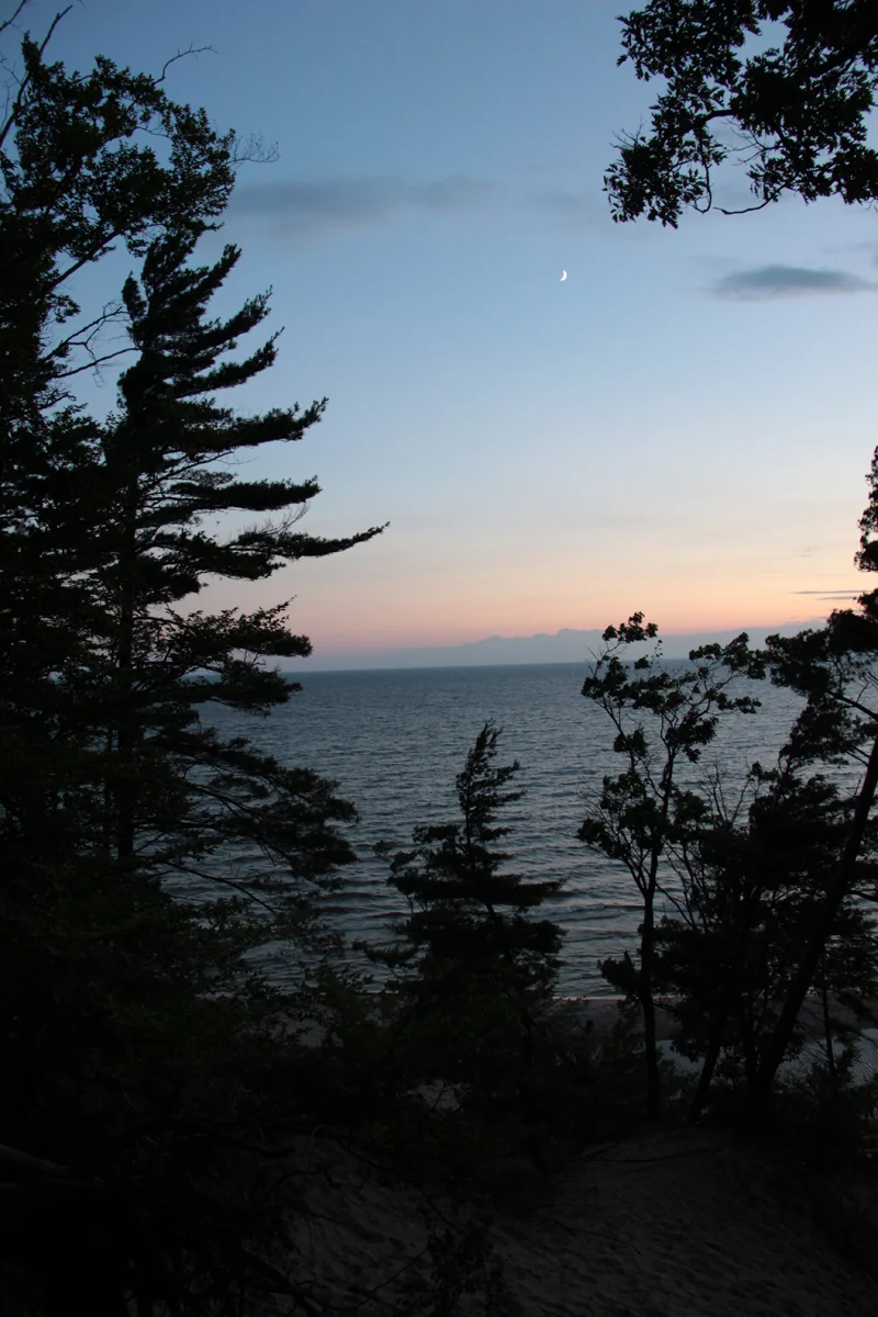 Moonset over Lake Michigan - our last night.