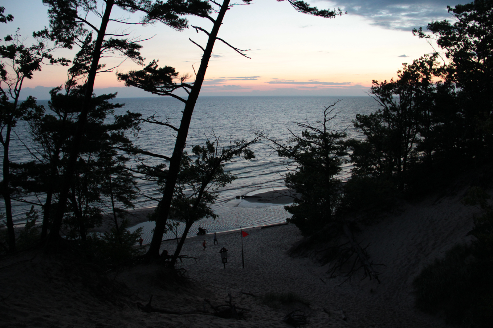 My sisters and I playing at the beach at sunset - Lake Michigan