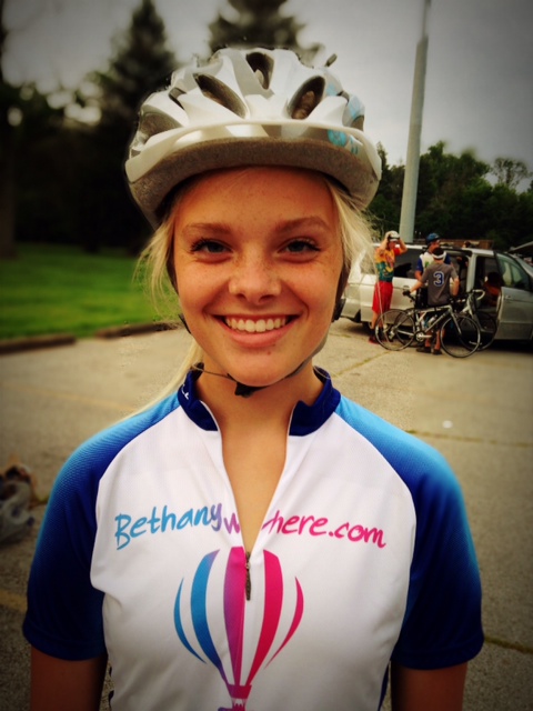 Optimistic Bethany at 6:30am on RAIN day - ready to Ride!