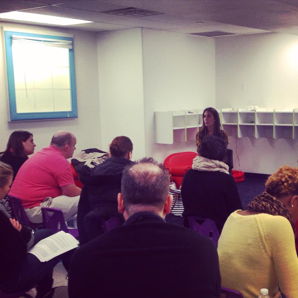 Dr. Peri Vella presenting her "Tackling Tantrums" workshop to the parents of the Learning Experience in Tribeca in December 2014.