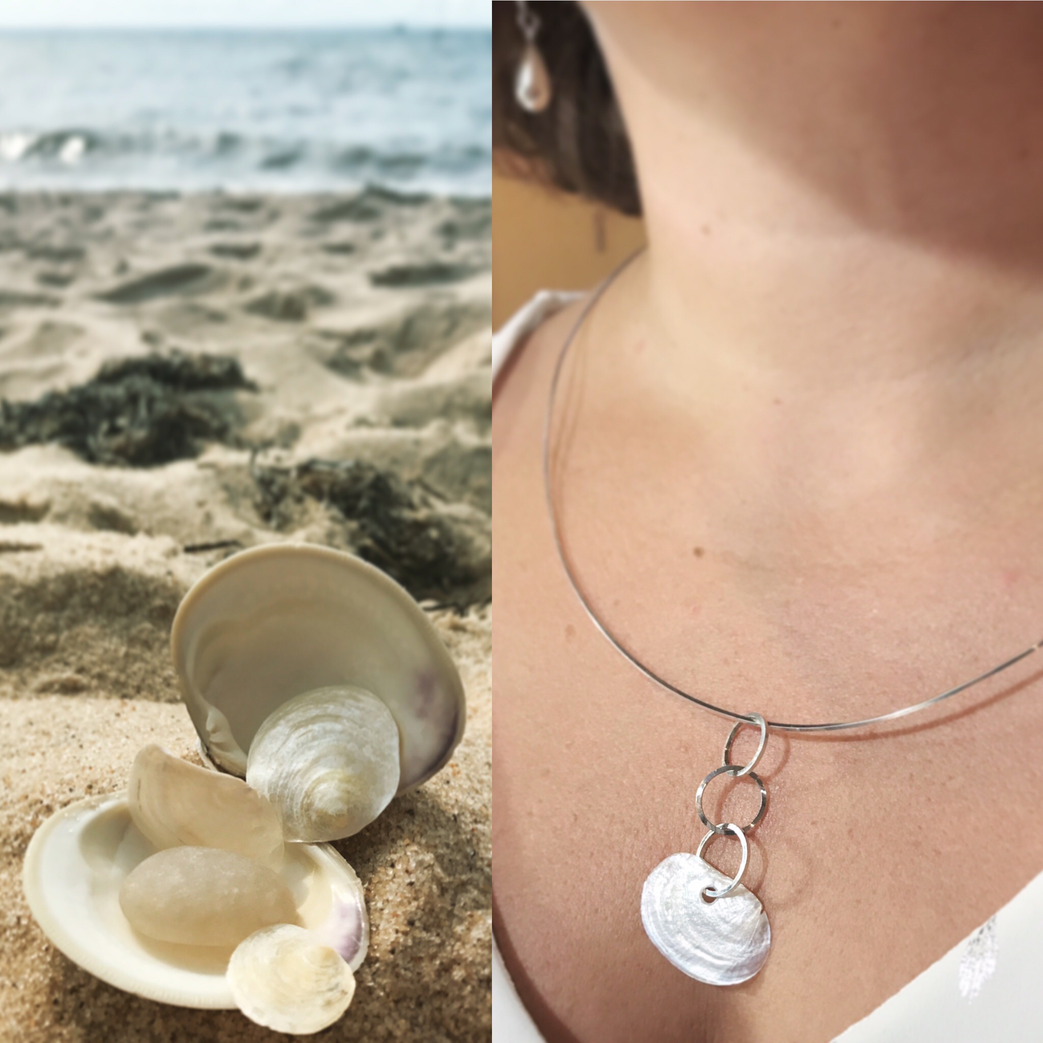 A natural gift from mother nature became part of this modern silver necklace design...