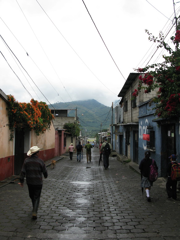 Into the streets of San Miguel Escobar, on the way to Filiberto's house.