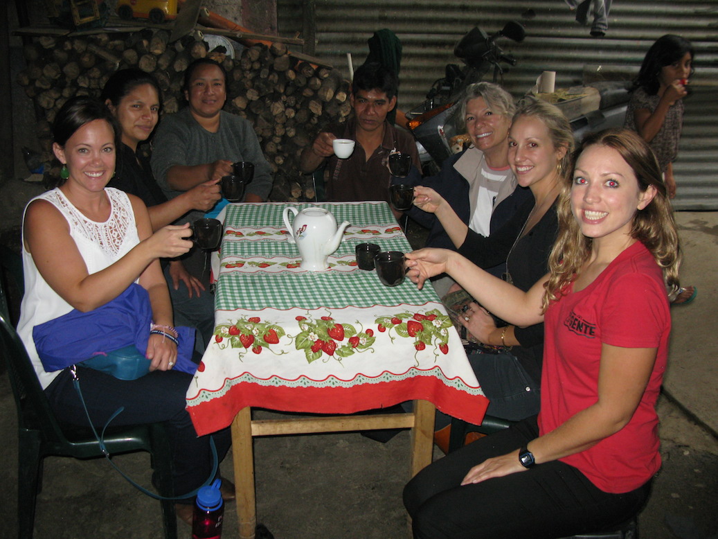 The women from BFB enjoy coffee, freshly roasted and prepared by Armando, Virgilia and Lesbia.