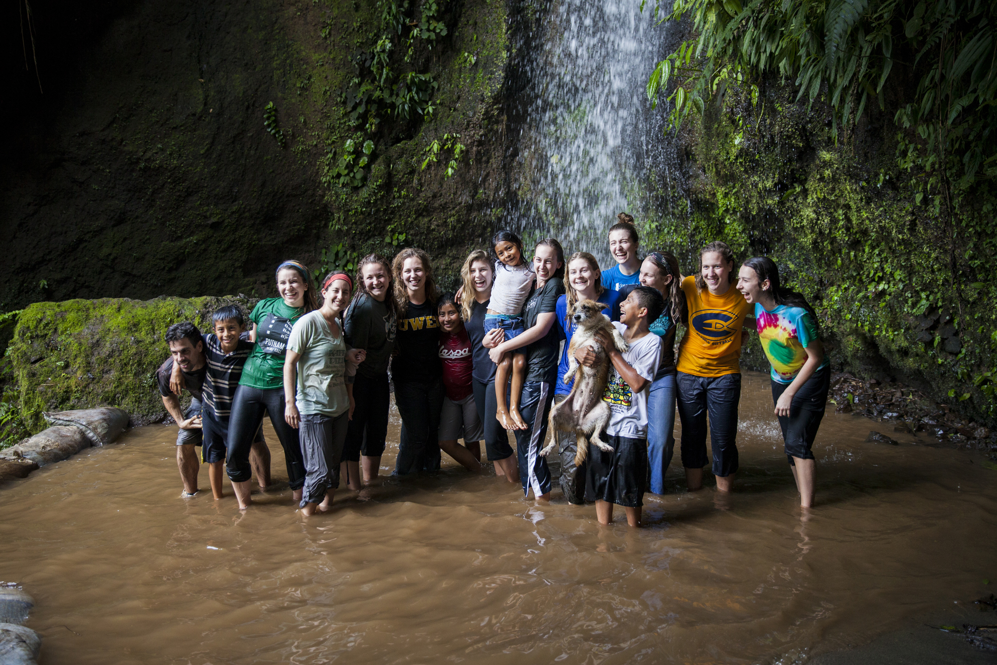 Student's and community members enjoying an afternoon at the local waterfall in the Santa Anita Commuity. 