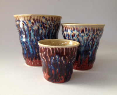 Meet the JAZZ cup coffee family, Latte, Long Black and little Espresso. The surface of these cups seems fluid and alike fire. 250 ml, 175 ml and 60 ml.