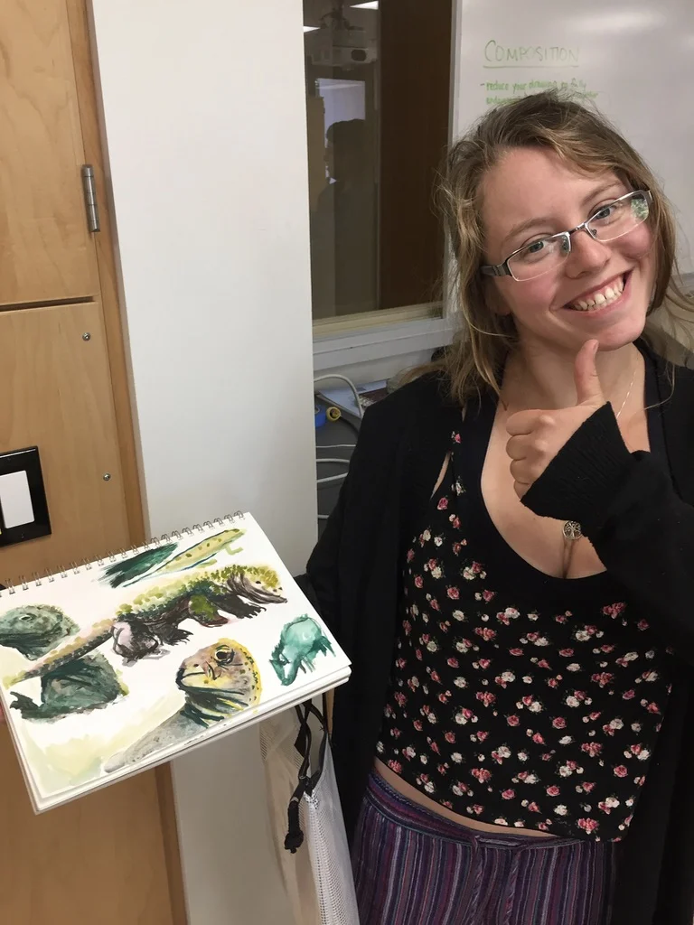 Komodo dragon watercolor sketches by Shani Abromowitz